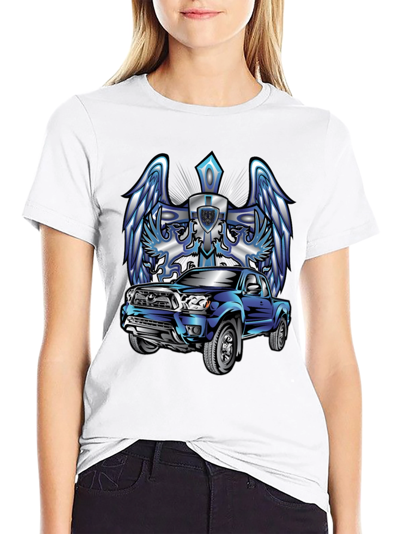 Truck Graphic Tee - Wings & Cross Design