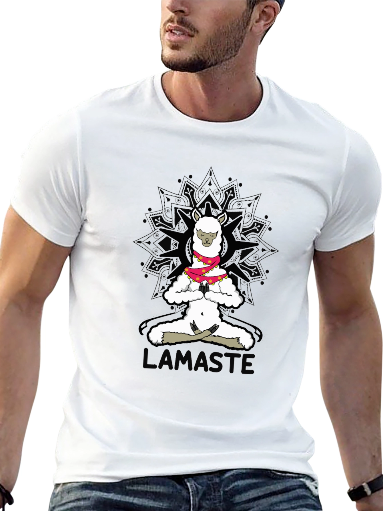 Lamaste Yoga Llama T-Shirt - Relaxed Fit Black Tee
