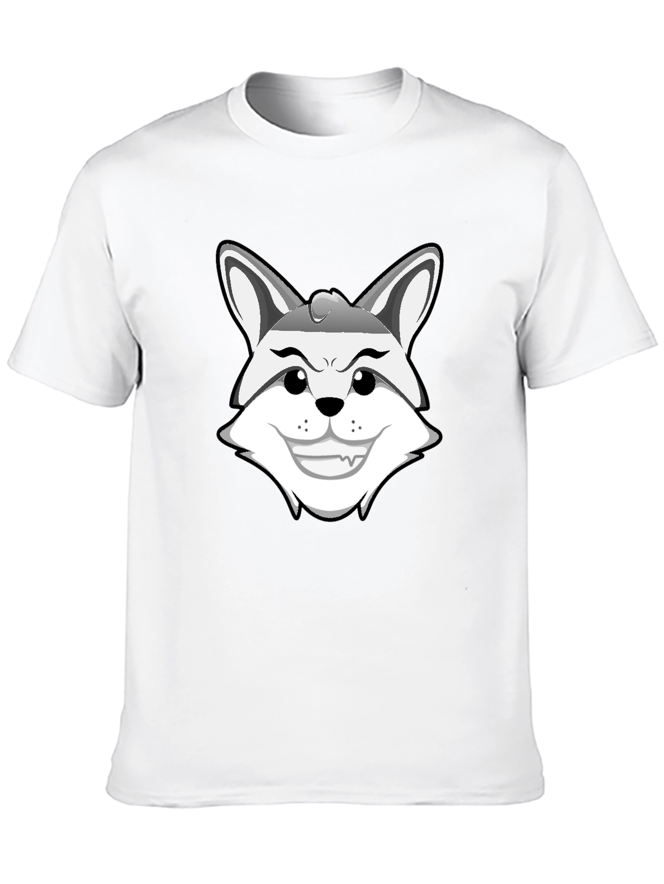 Mens Black Graphic Tee - Cartoon Fox Design