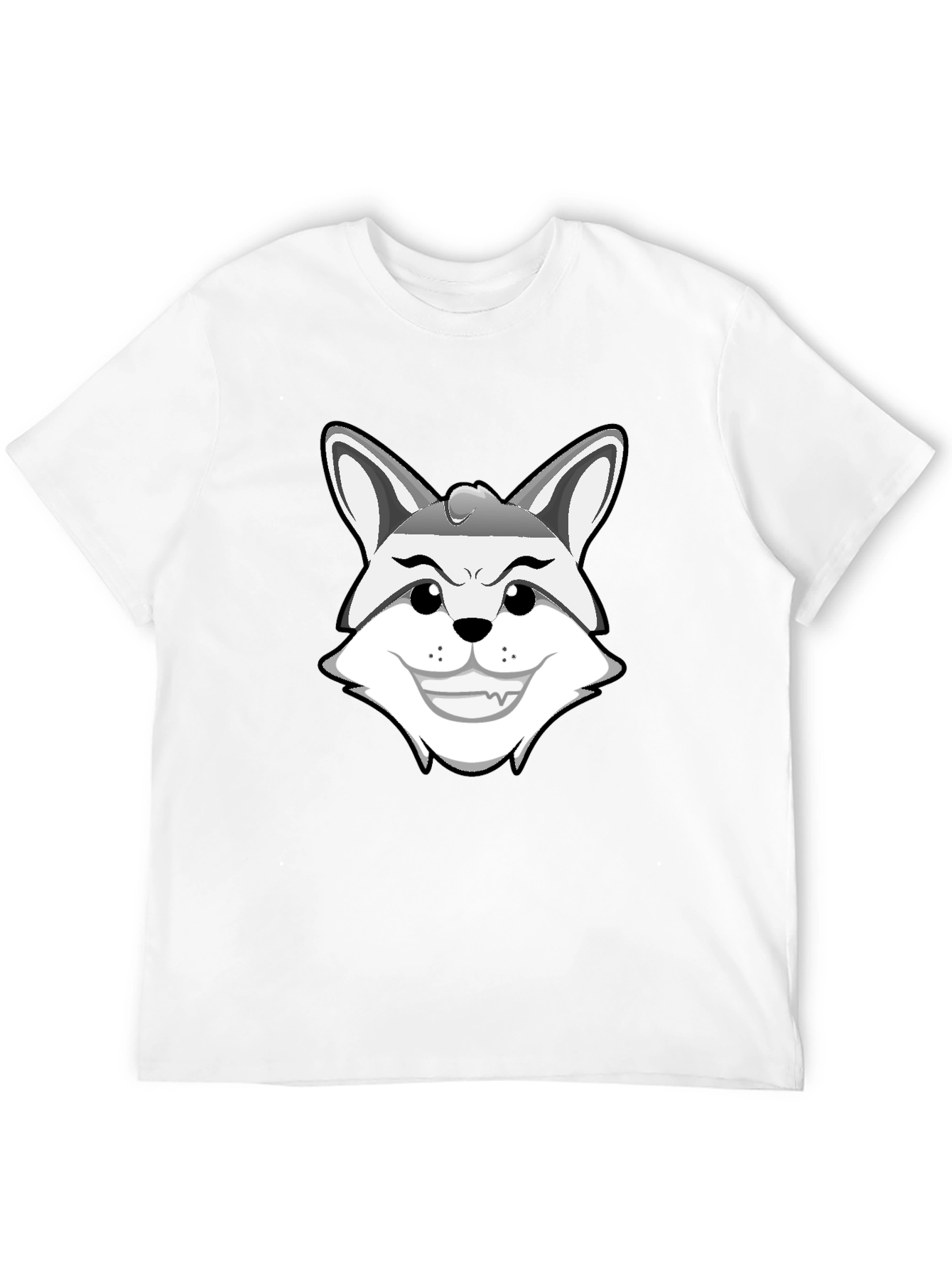 Mens Black Graphic Tee - Cartoon Fox Design