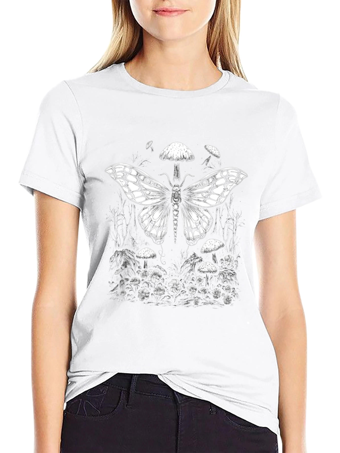 Moth & Mushroom Black T-Shirt