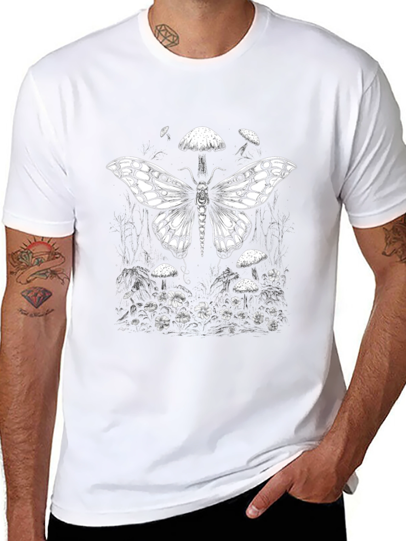 Moth & Mushroom Black T-Shirt