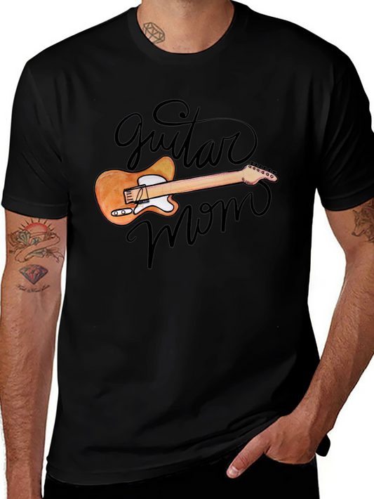 Guitar Mom Graphic Black T-Shirt