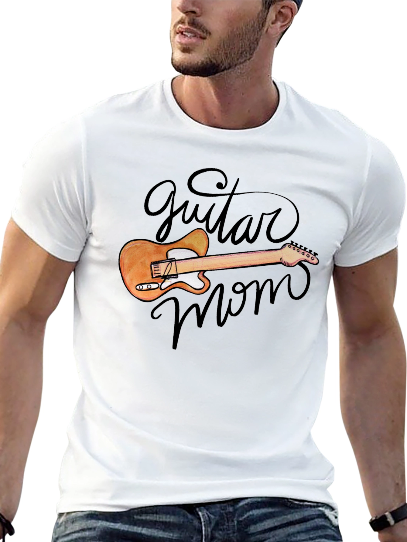 Guitar Mom Graphic Black T-Shirt