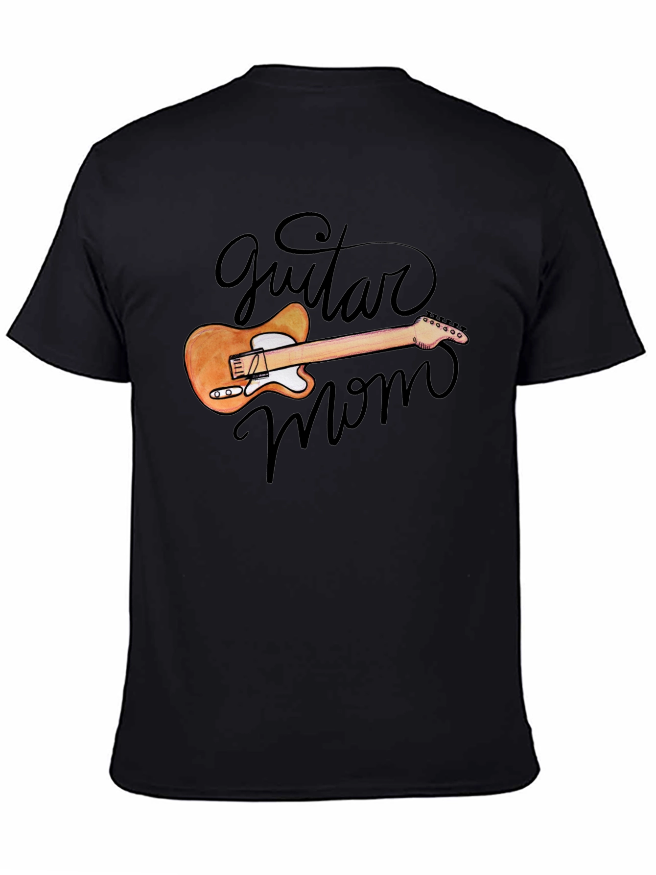 Guitar Mom Graphic Black T-Shirt