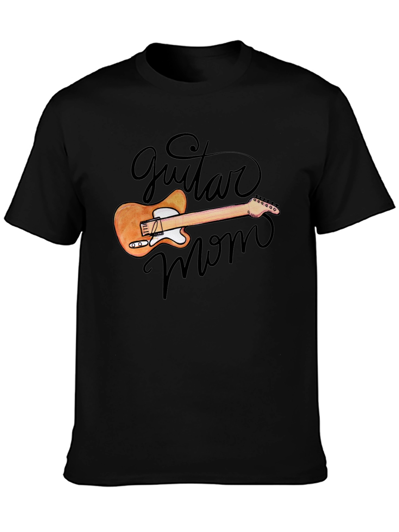 Guitar Mom Graphic Black T-Shirt