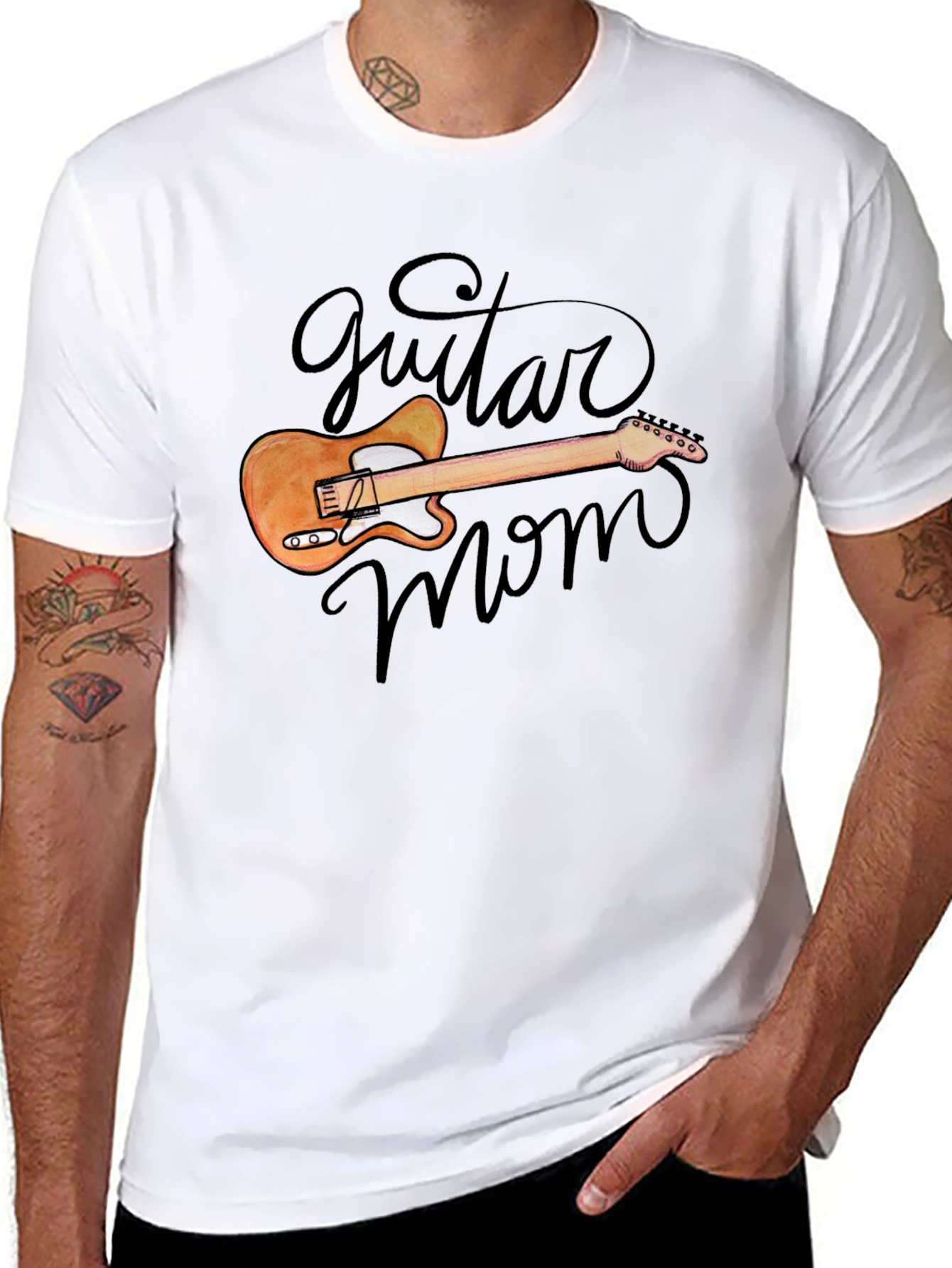 Guitar Mom Graphic Black T-Shirt