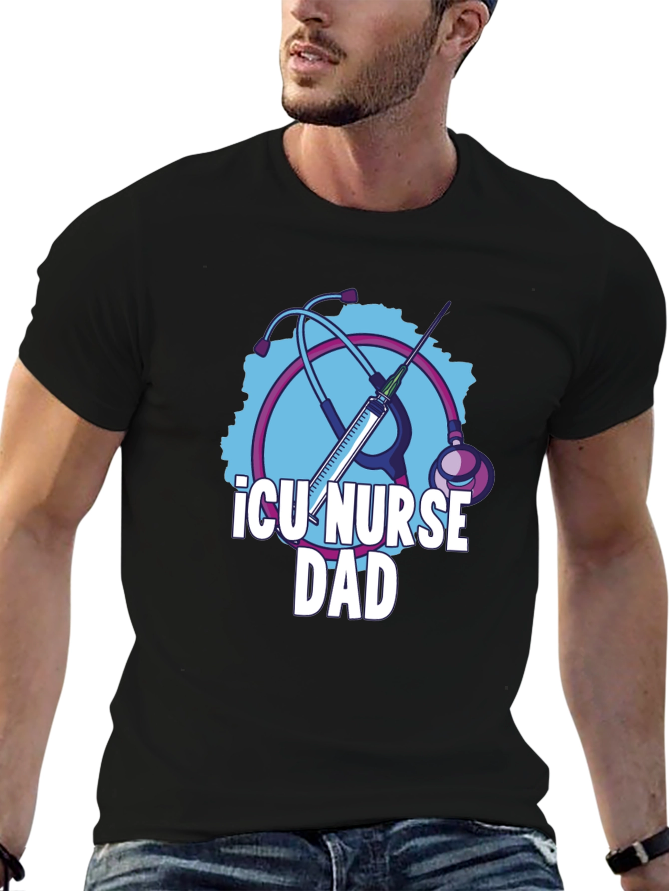 ICU Nurse Dad Graphic T-Shirt