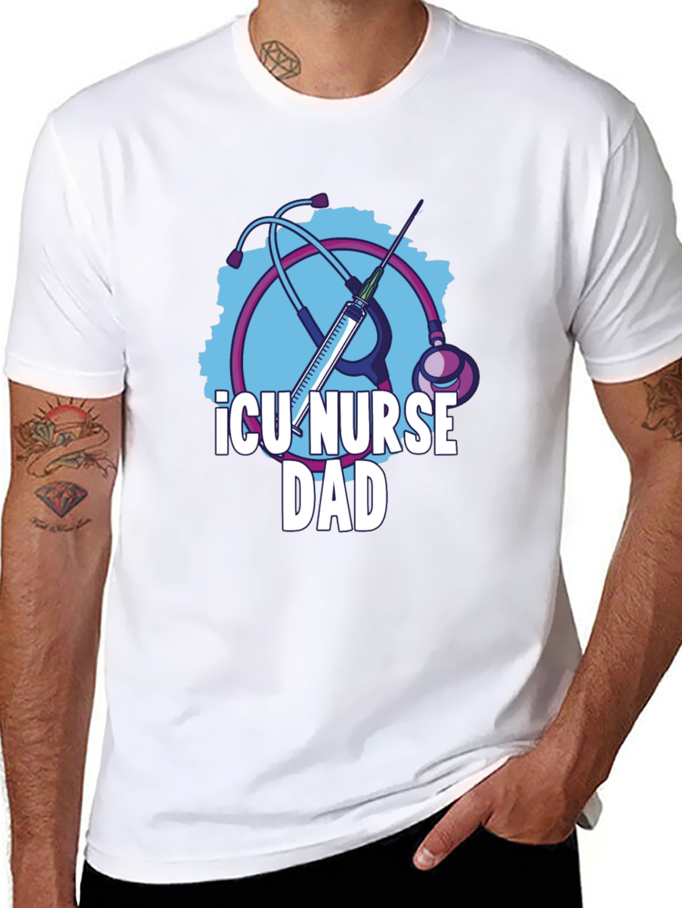 ICU Nurse Dad Graphic T-Shirt