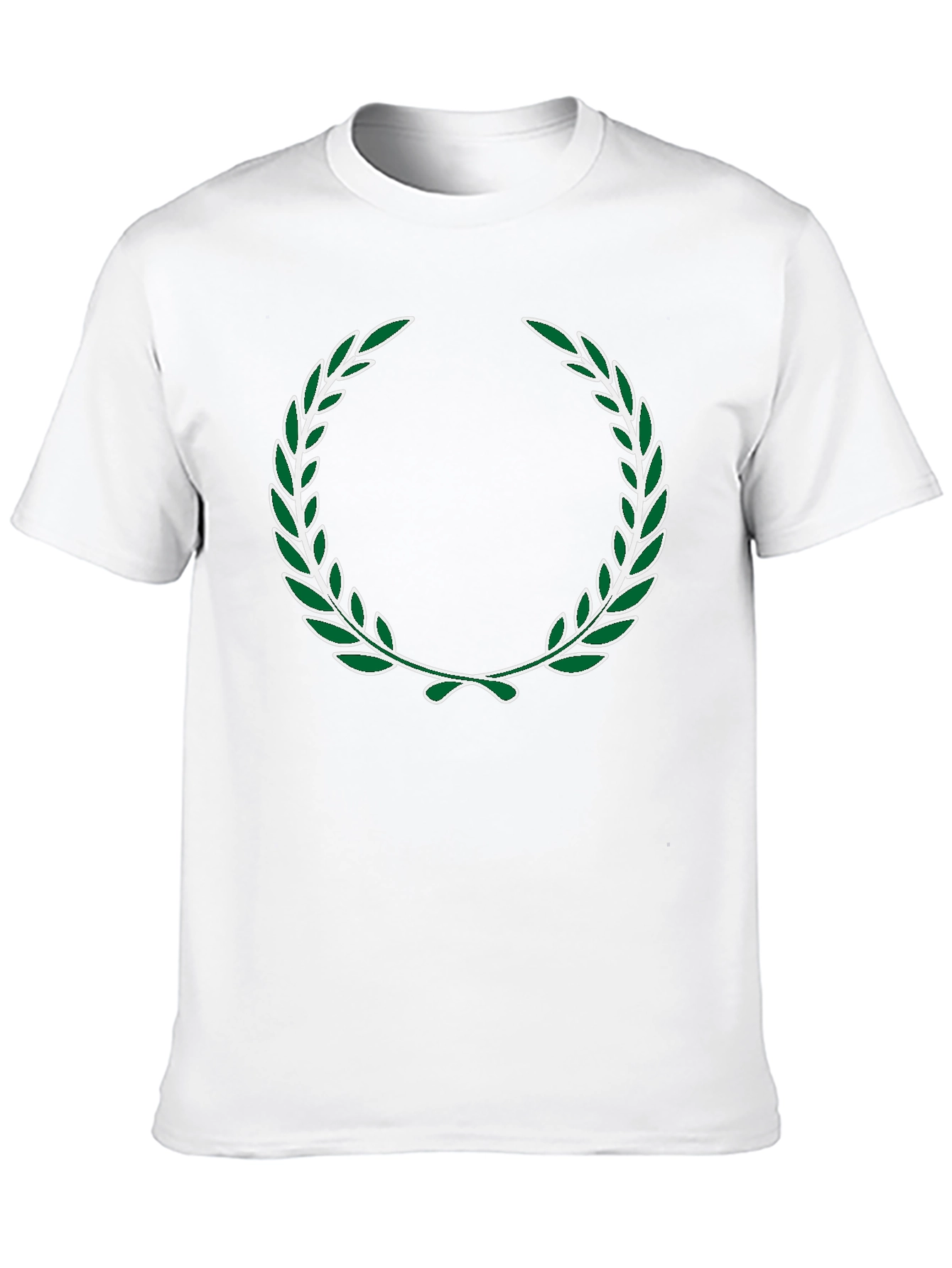 Green Laurel Wreath Design Black T-Shirt