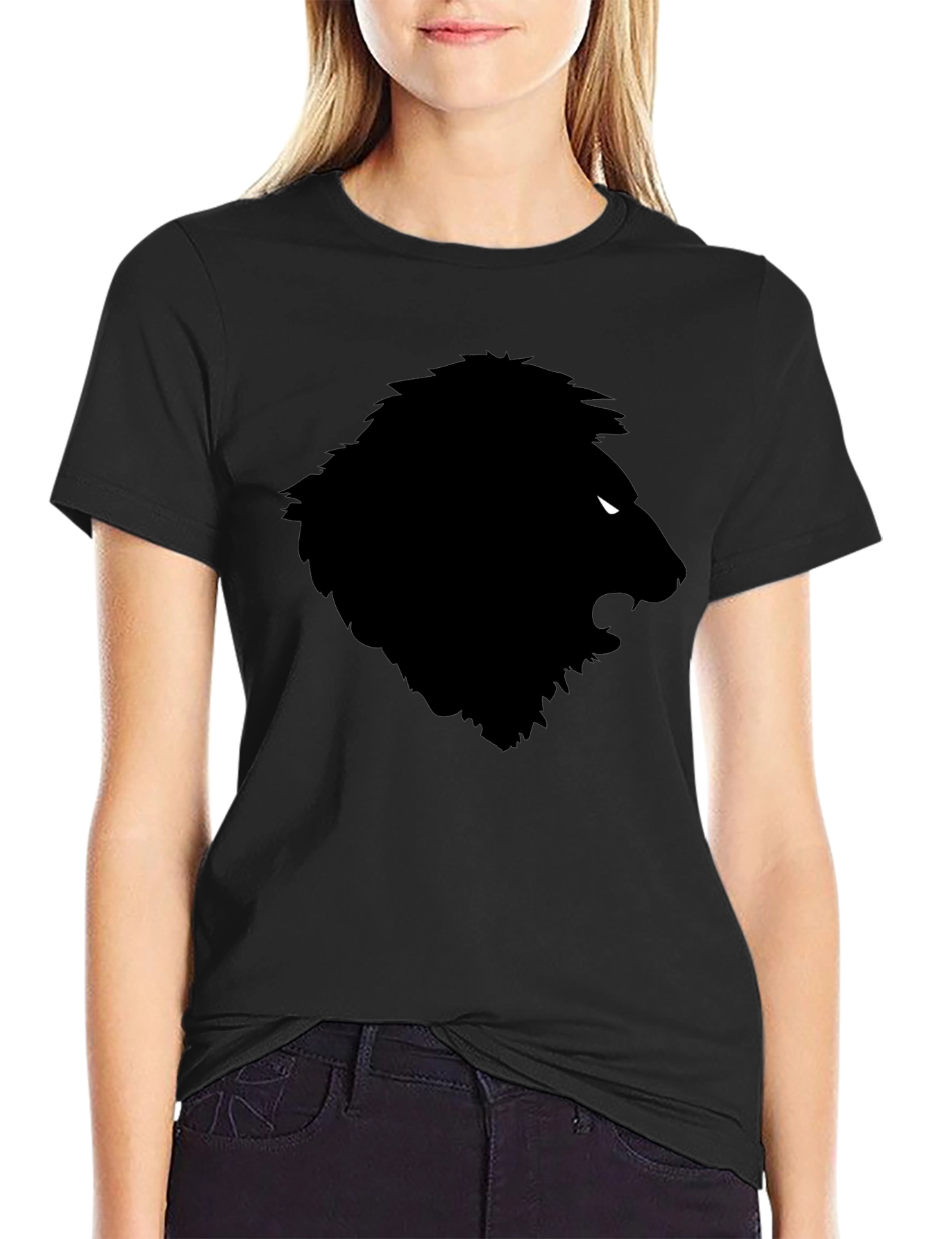 Lion Silhouette Graphic Black T-Shirt
