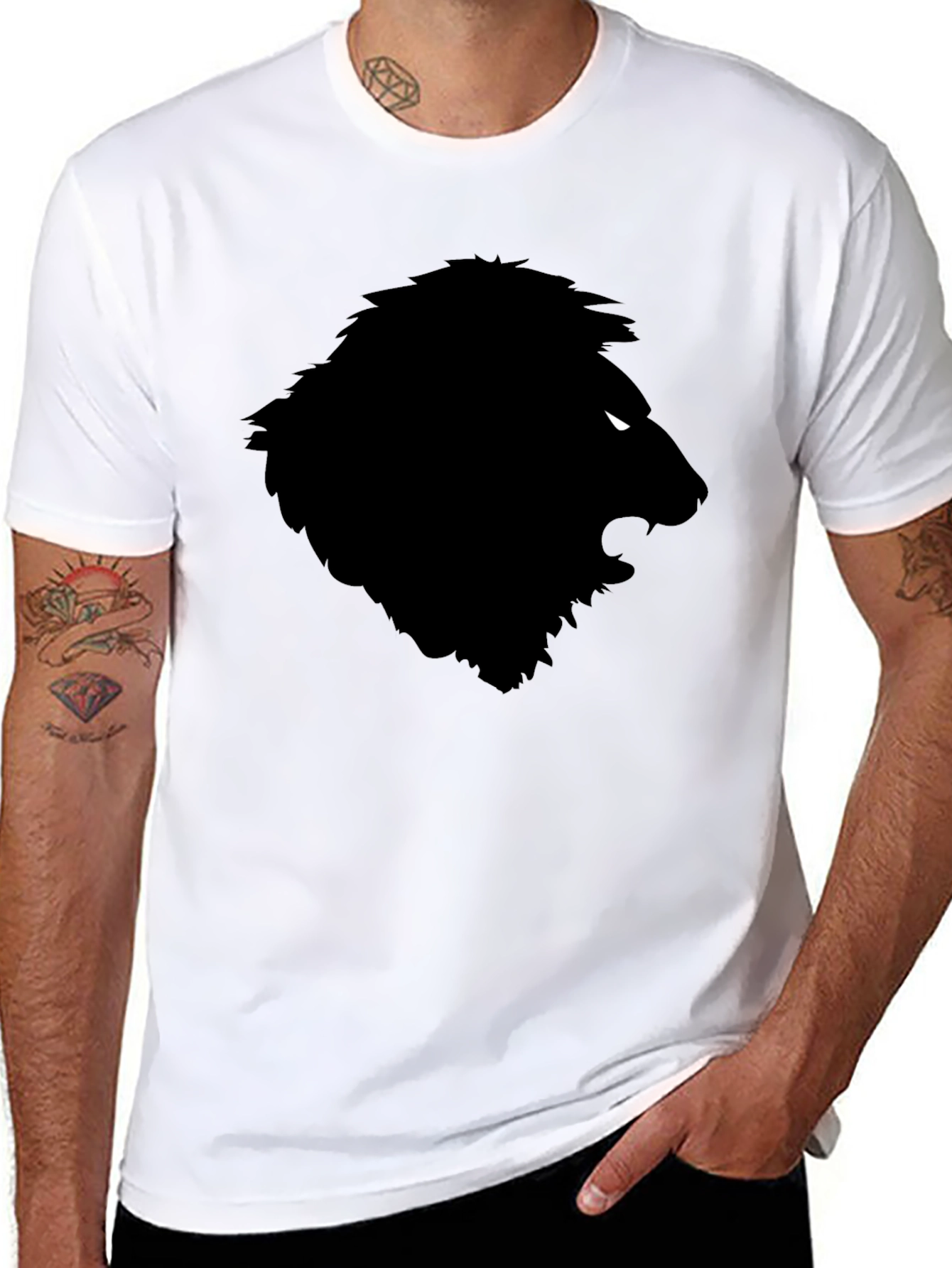 Lion Silhouette Graphic Black T-Shirt