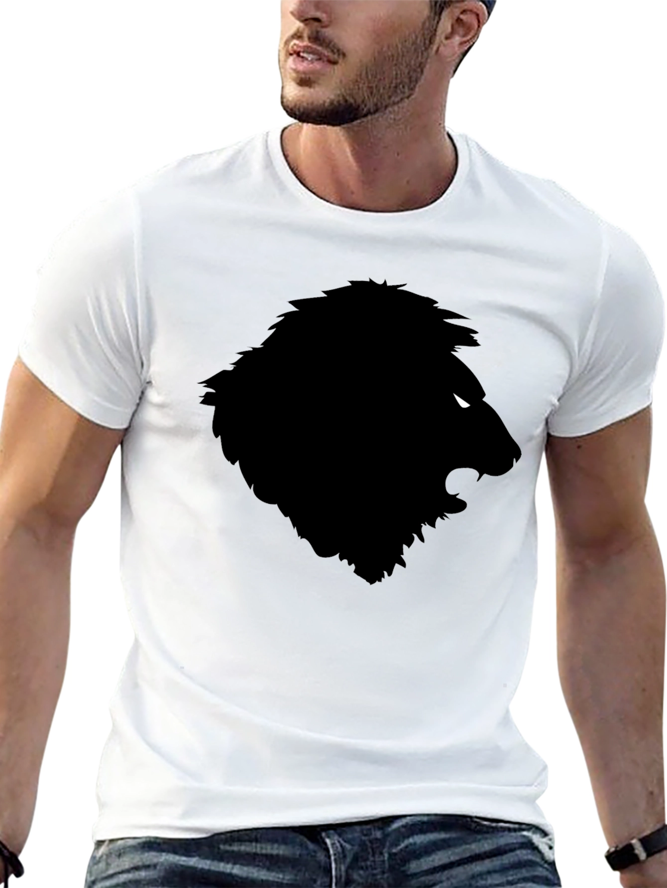 Lion Silhouette Graphic Black T-Shirt