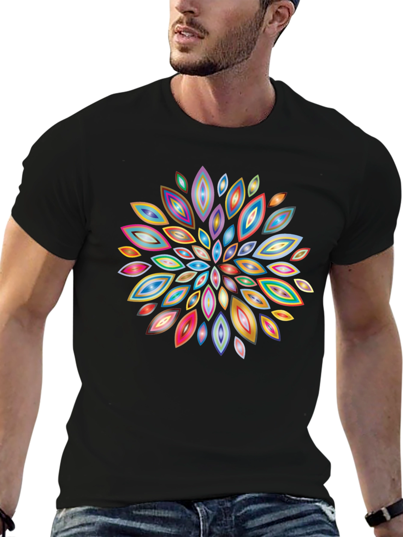 Abstract Floral Burst Graphic T-Shirt