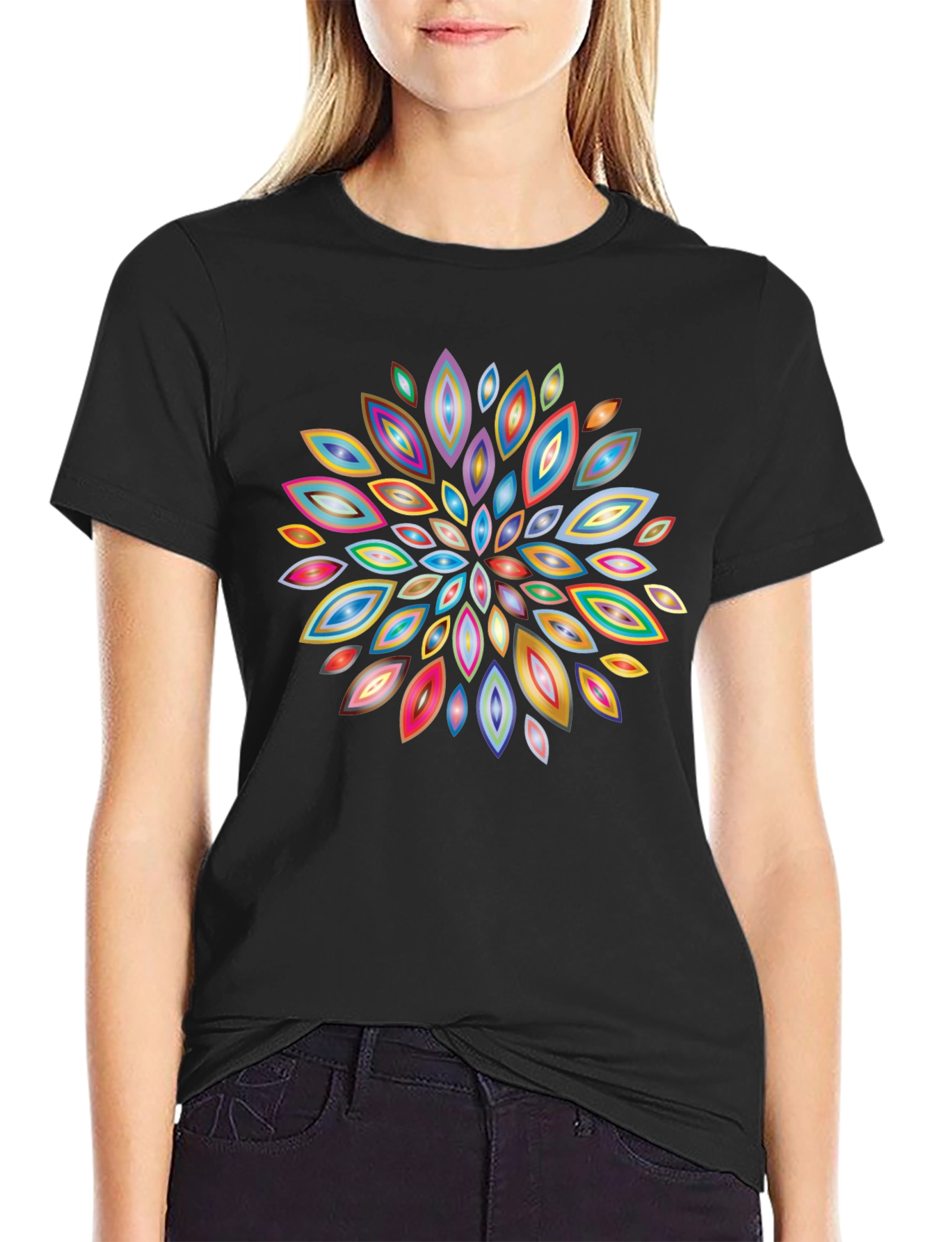 Abstract Floral Burst Graphic T-Shirt