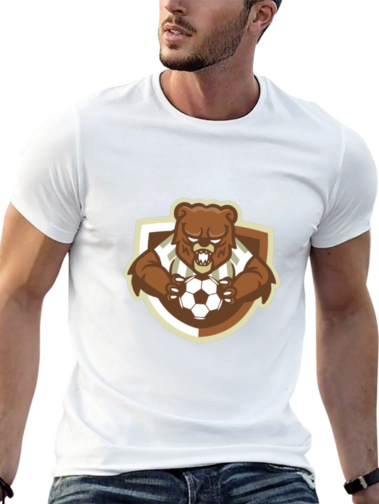 Bear Soccer T-Shirt - Black Cotton Tee