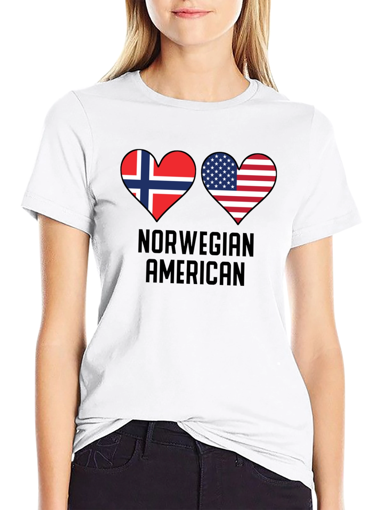 Norwegian American Flag Heart T-Shirt