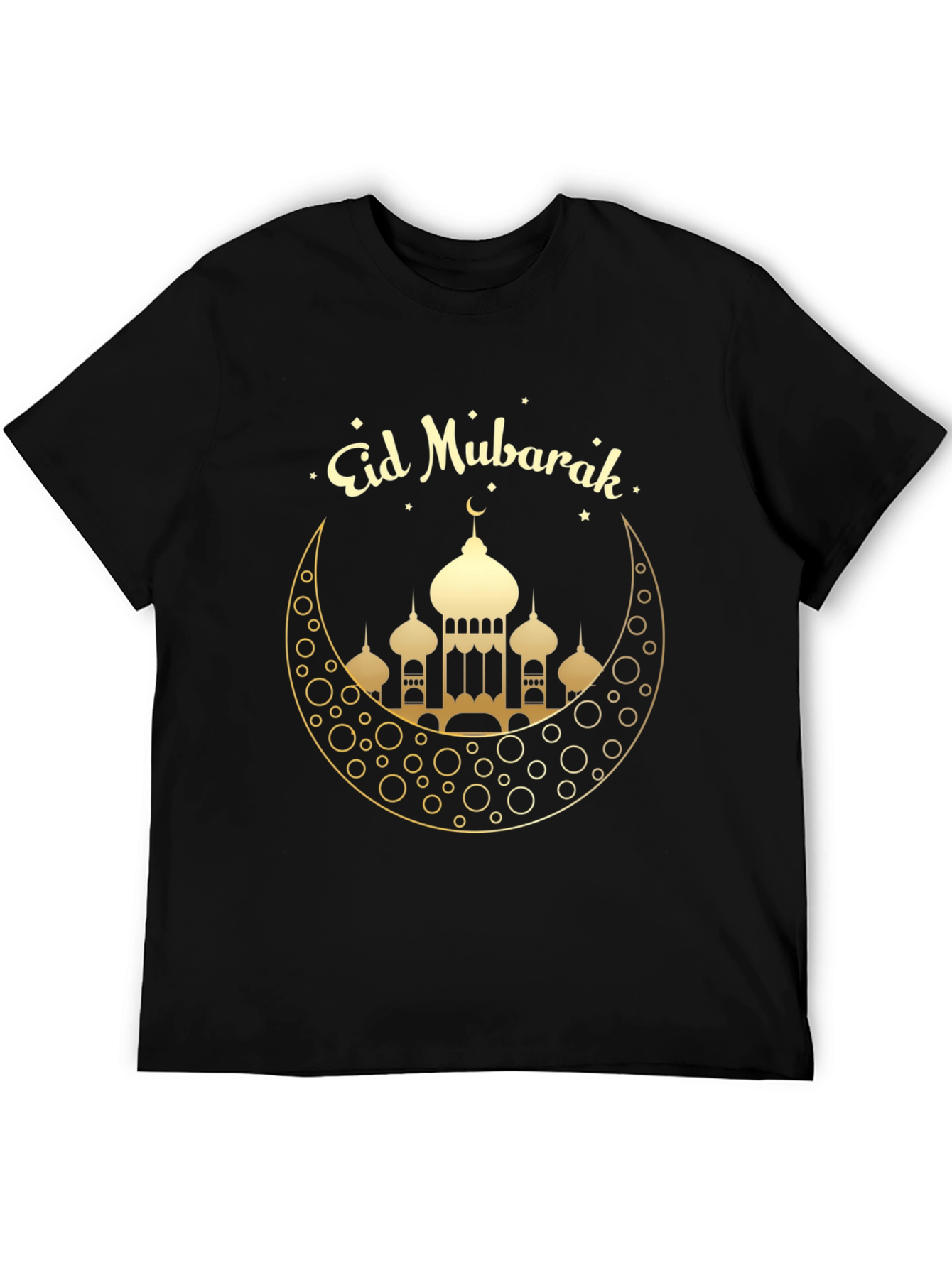 Eid Mubarak Black T-Shirt - Crescent Moon Mosque