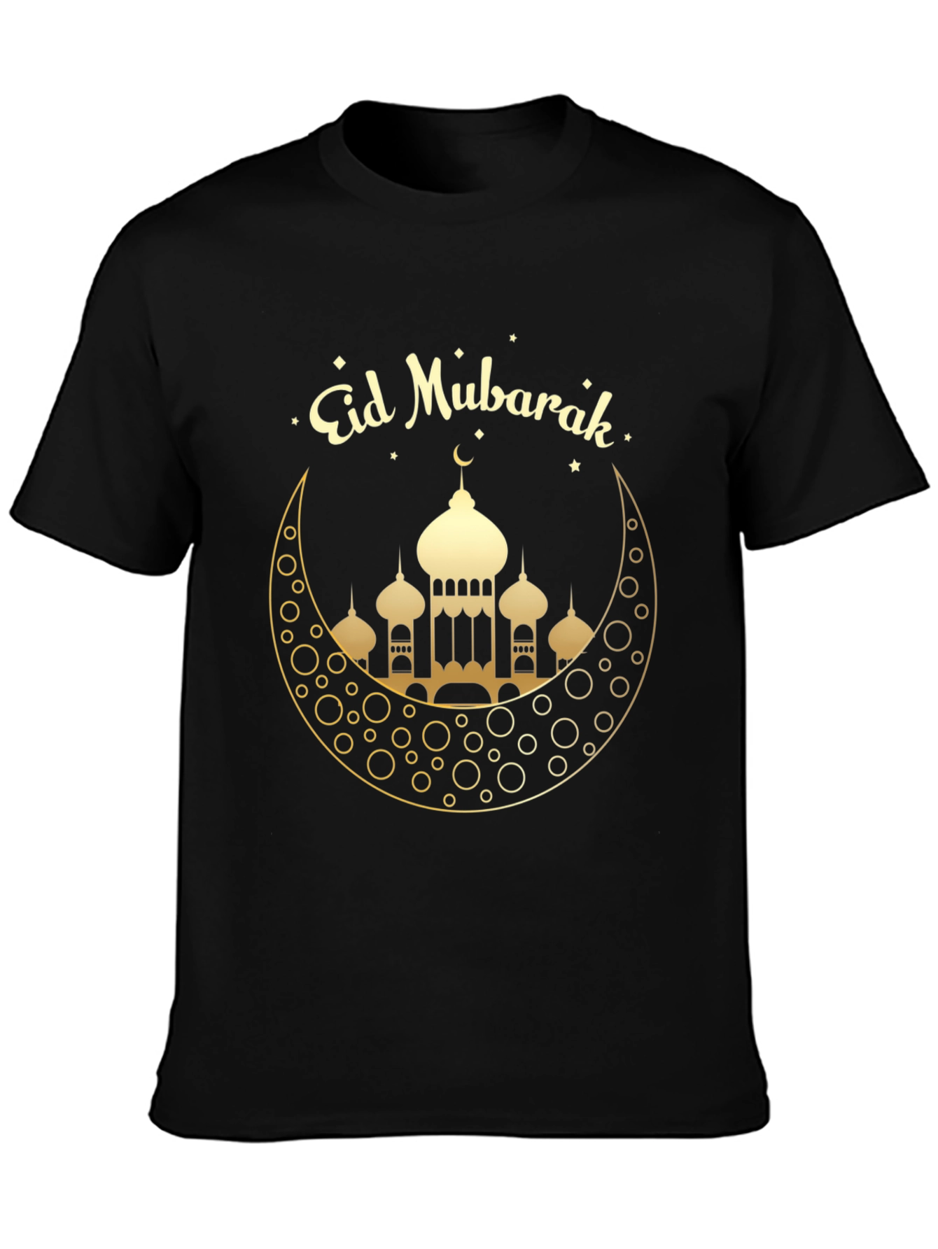 Eid Mubarak Black T-Shirt - Crescent Moon Mosque