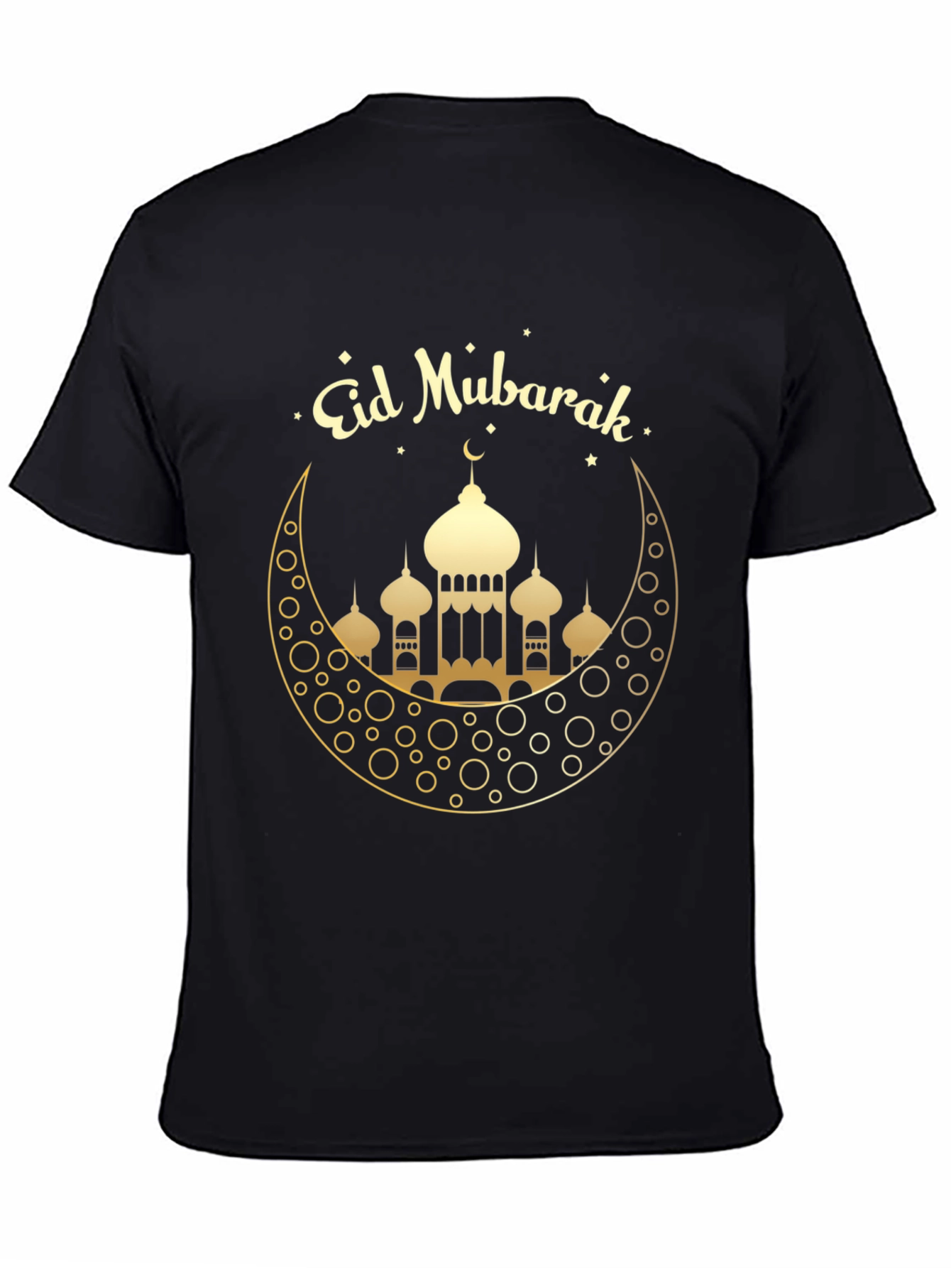 Eid Mubarak Black T-Shirt - Crescent Moon Mosque