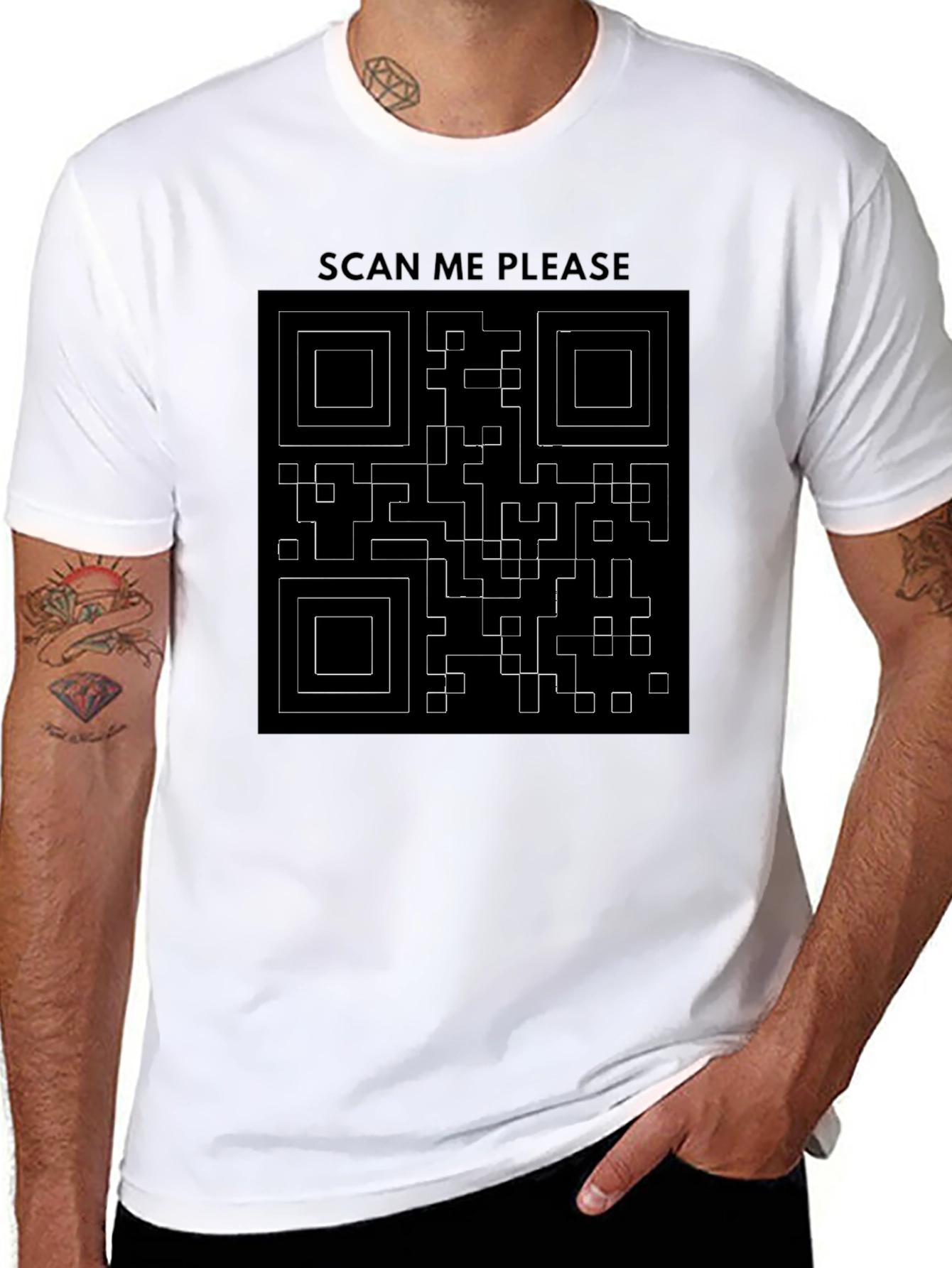 Scan Me QR Code Graphic T-Shirt - Black