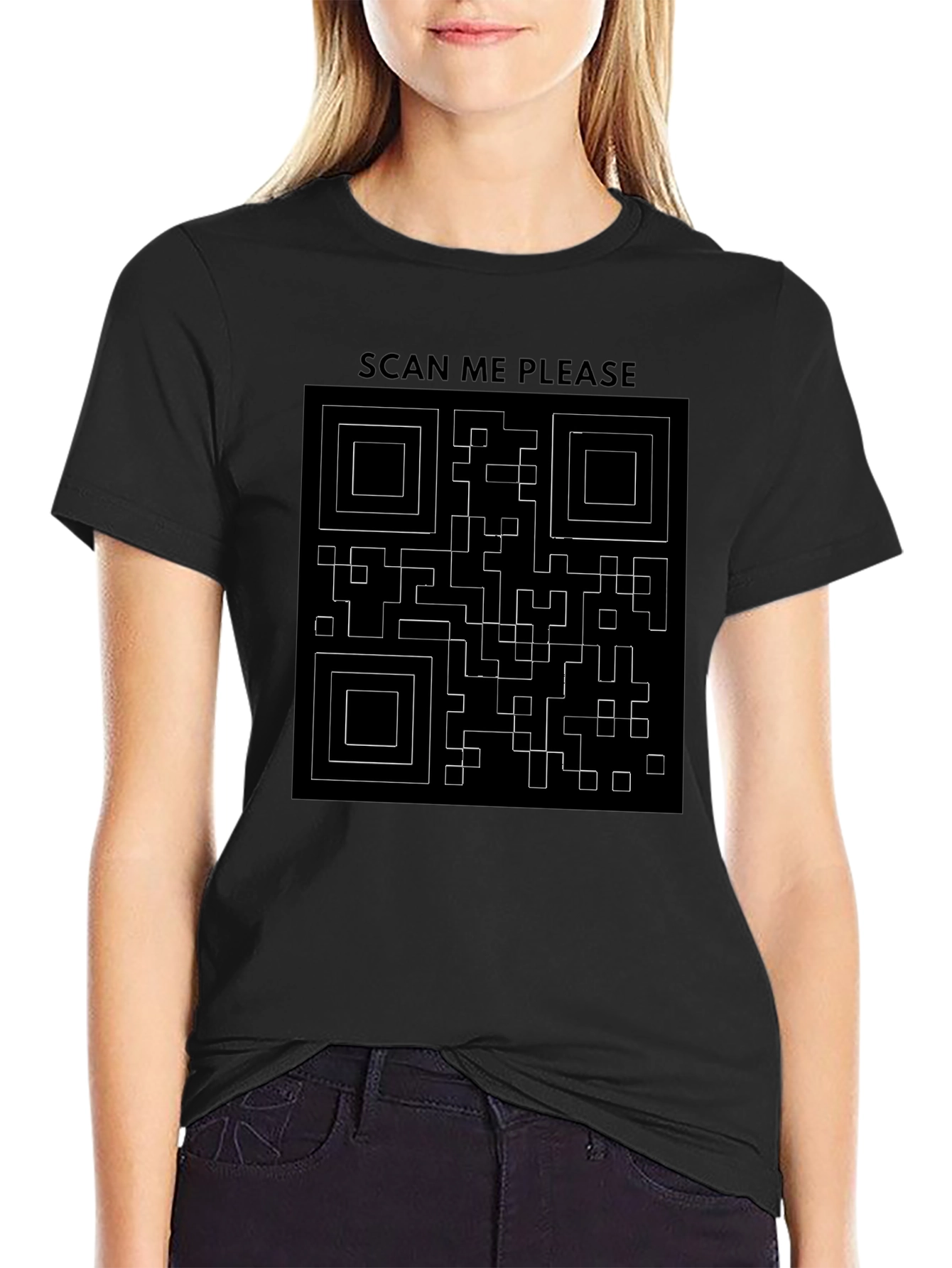 Scan Me QR Code Graphic T-Shirt - Black