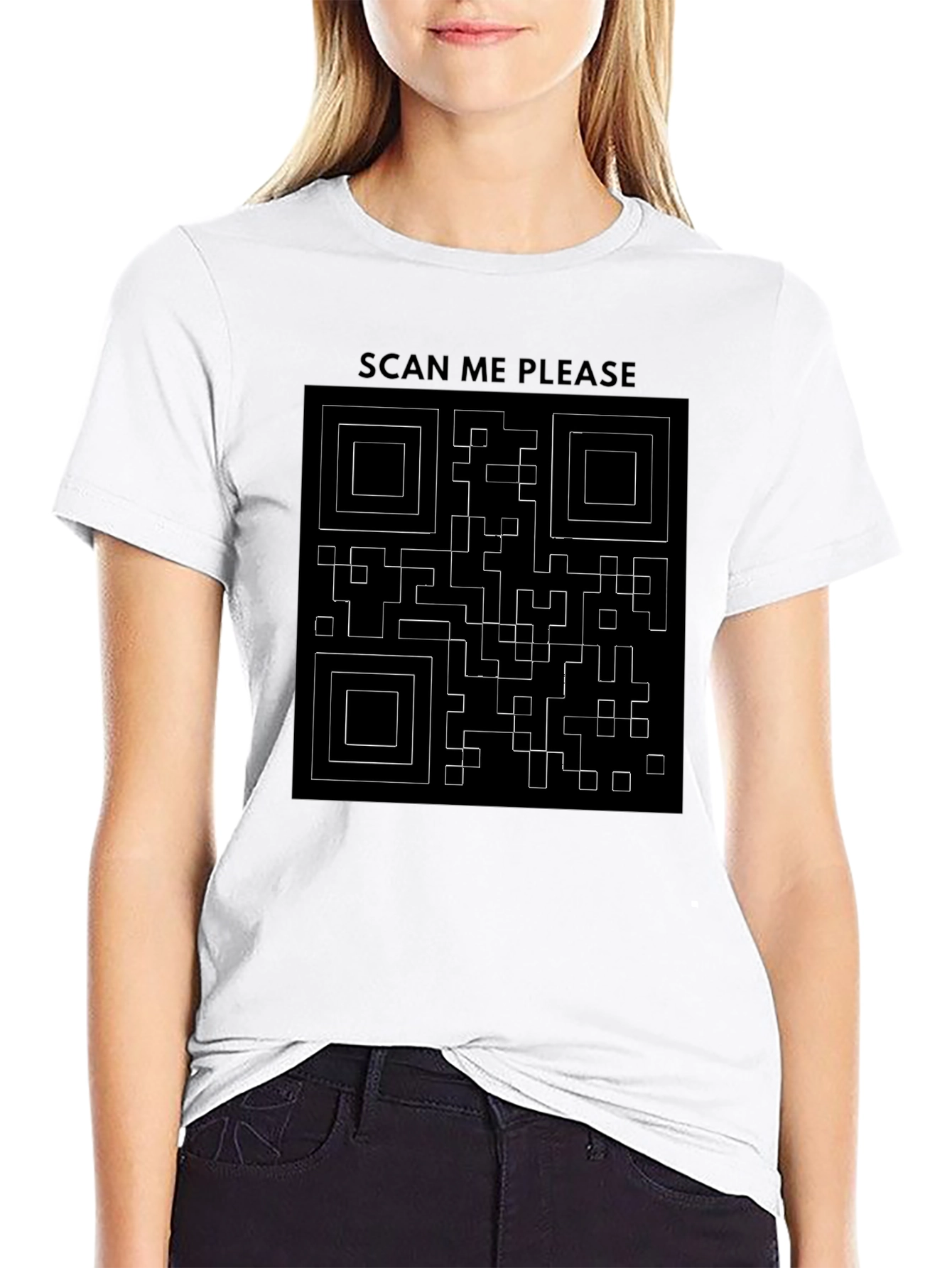 Scan Me QR Code Graphic T-Shirt - Black