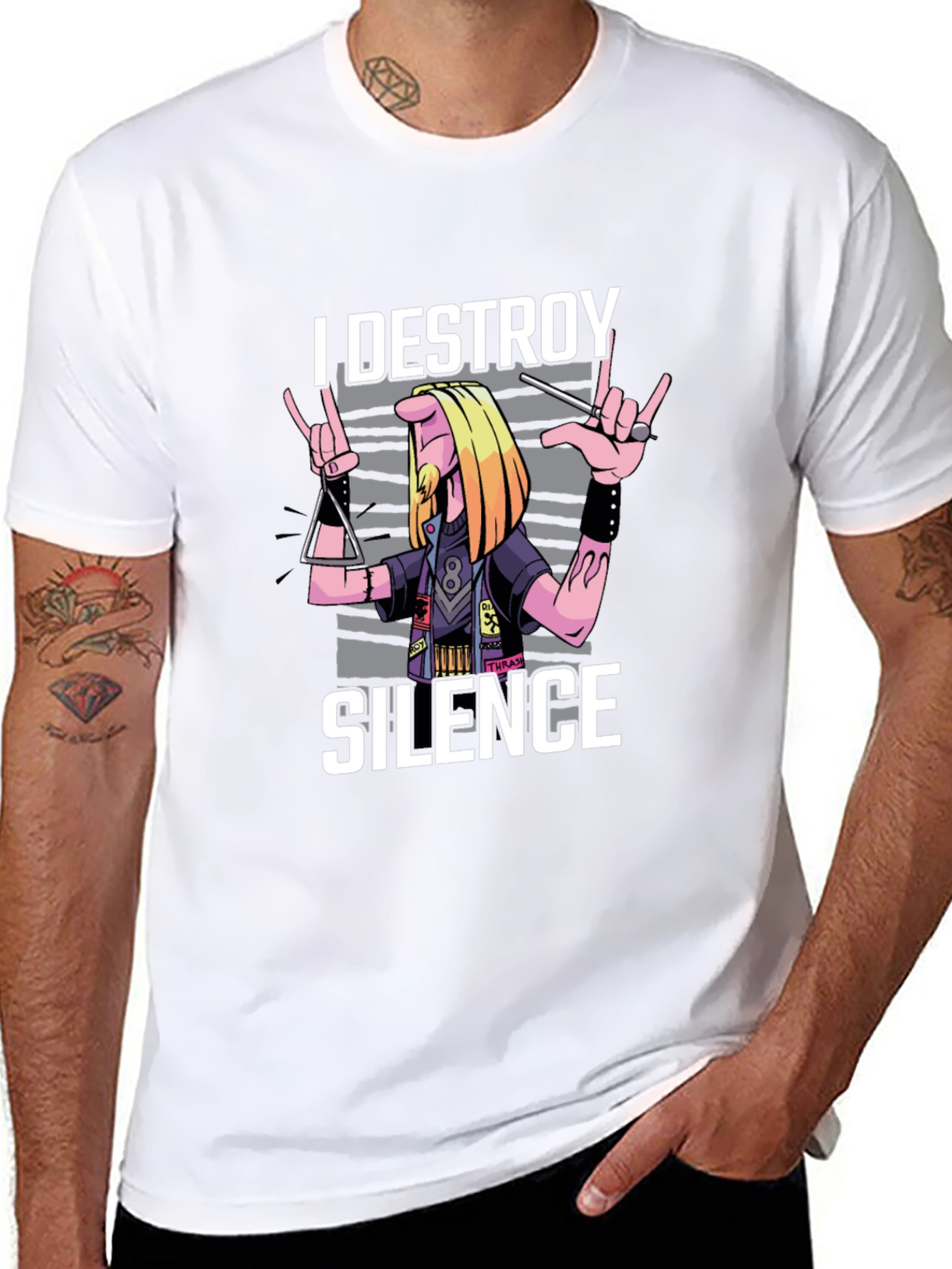 I Destroy Silence Funny Musician T-Shirt