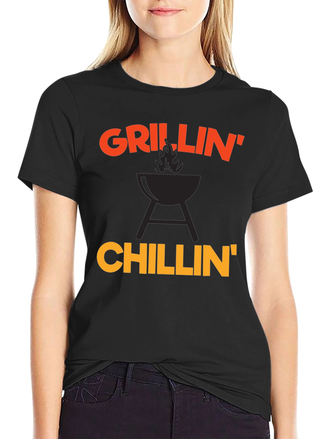 Grillin Chillin Graphic T-Shirt - Black