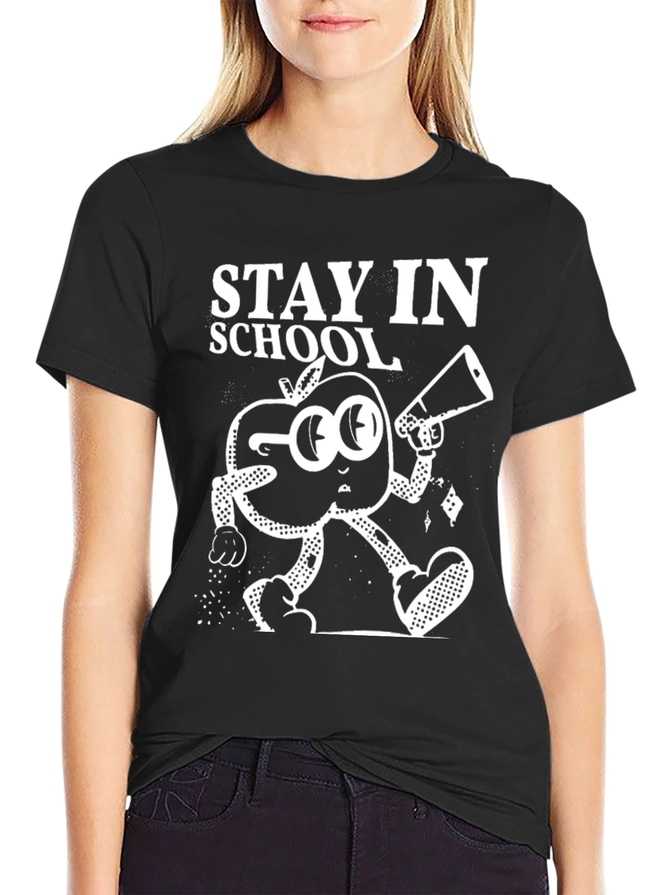 Stay In School Graphic Tee - Black Cotton T-Shirt