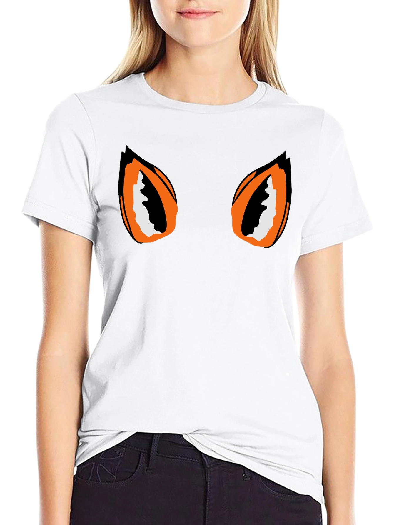 Black Tee with Graphic Eyes Design