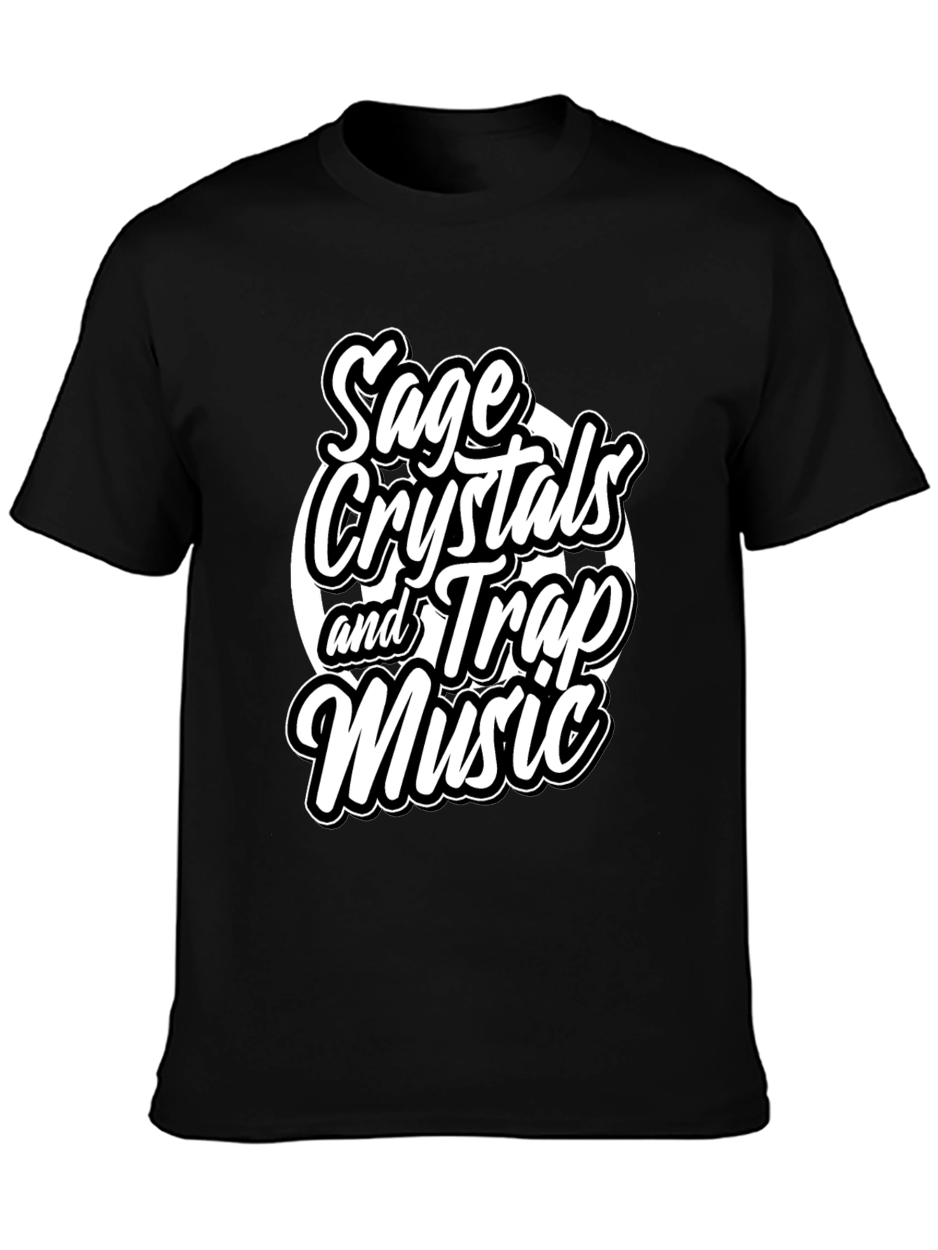 Sage Crystals & Trap Music Black Graphic Tee