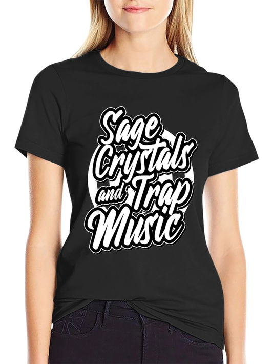 Sage Crystals & Trap Music Black Graphic Tee