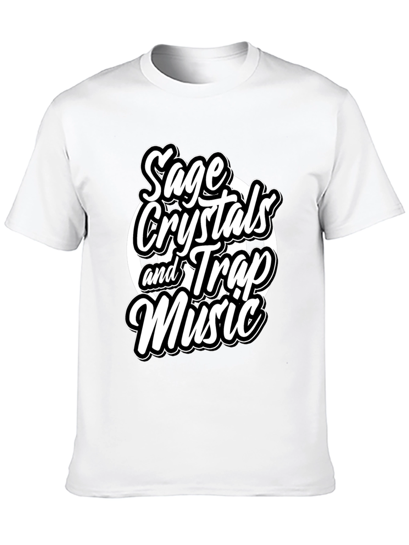 Sage Crystals & Trap Music Black Graphic Tee