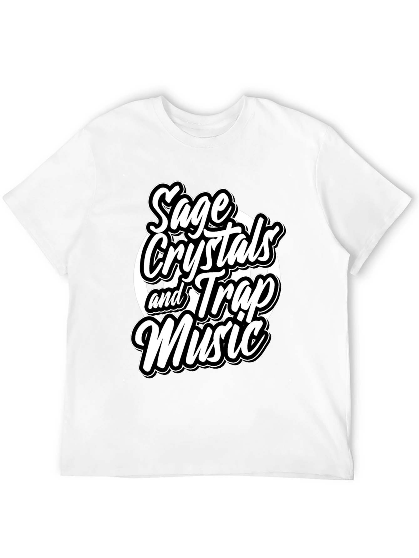 Sage Crystals & Trap Music Black Graphic Tee