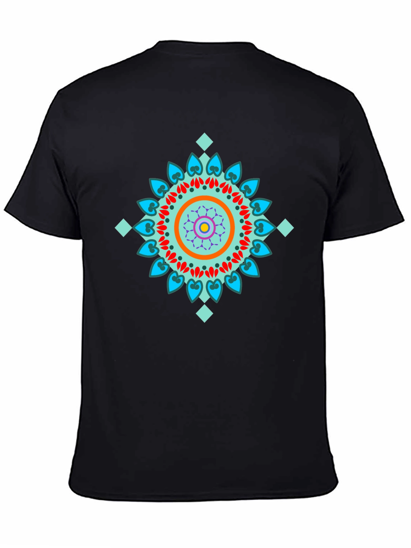Geometric Mandala Design Black T-Shirt