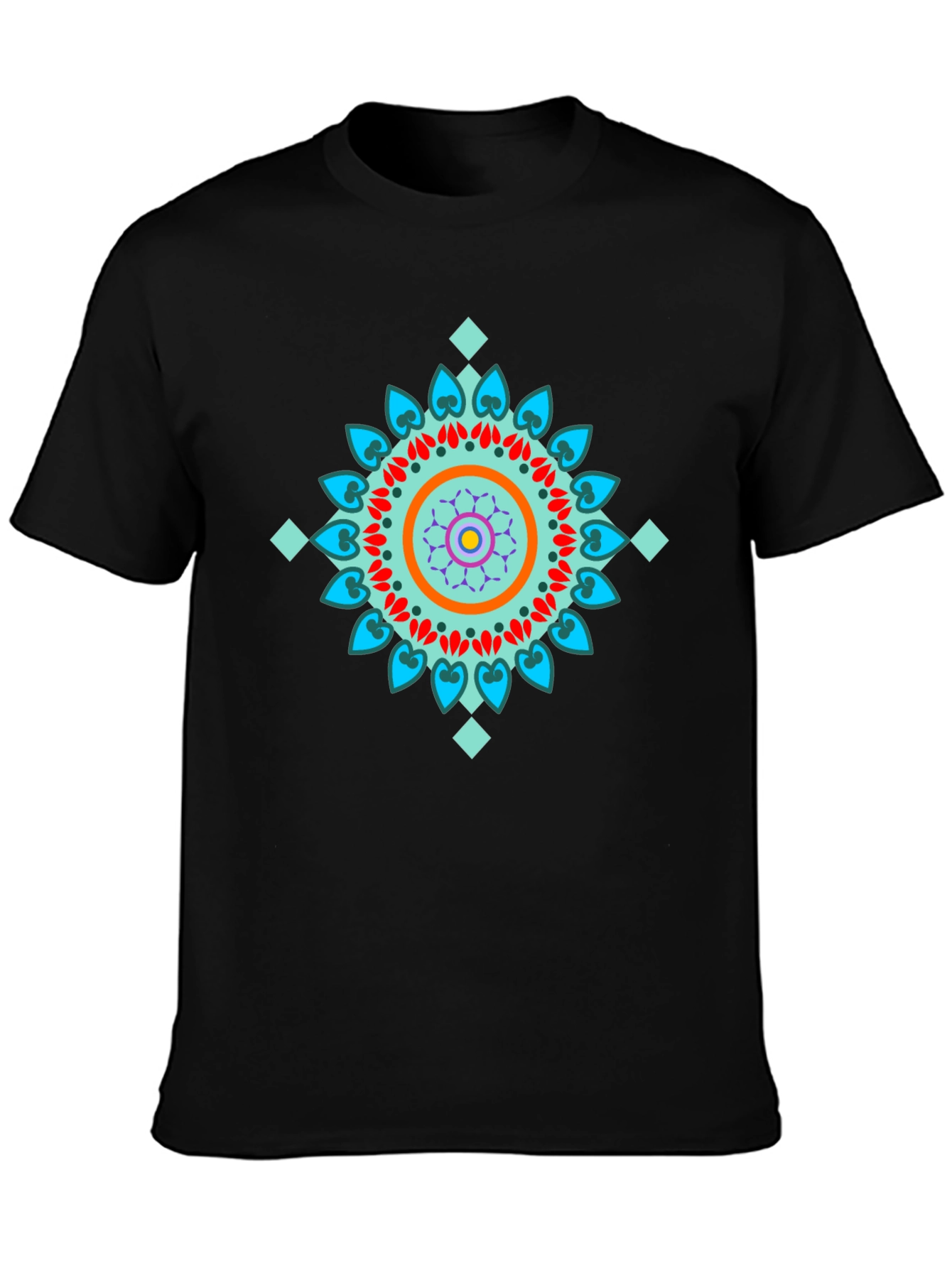 Geometric Mandala Design Black T-Shirt