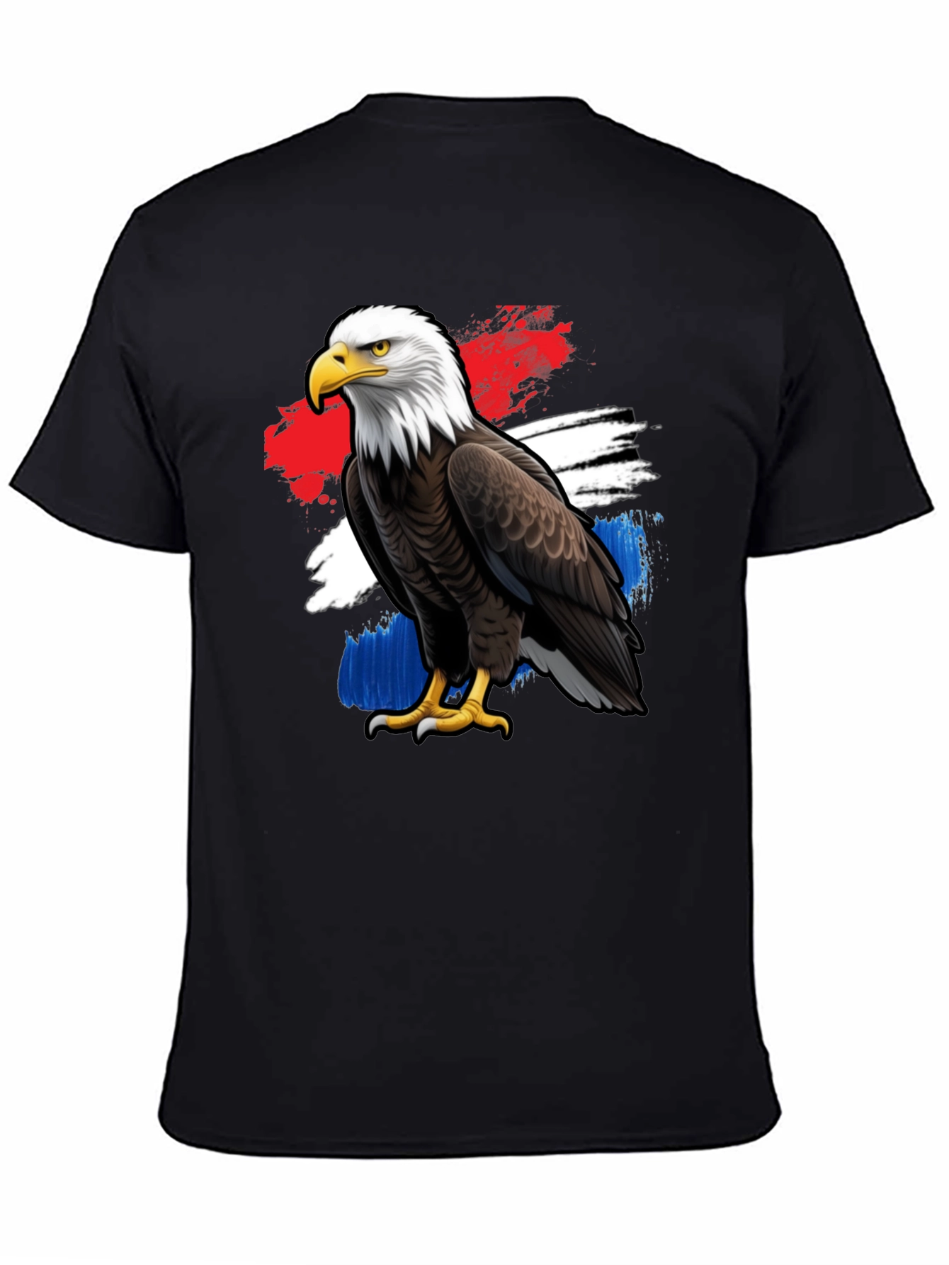 Patriotic Eagle Graphic Tee - Black Crew Neck T-Shirt