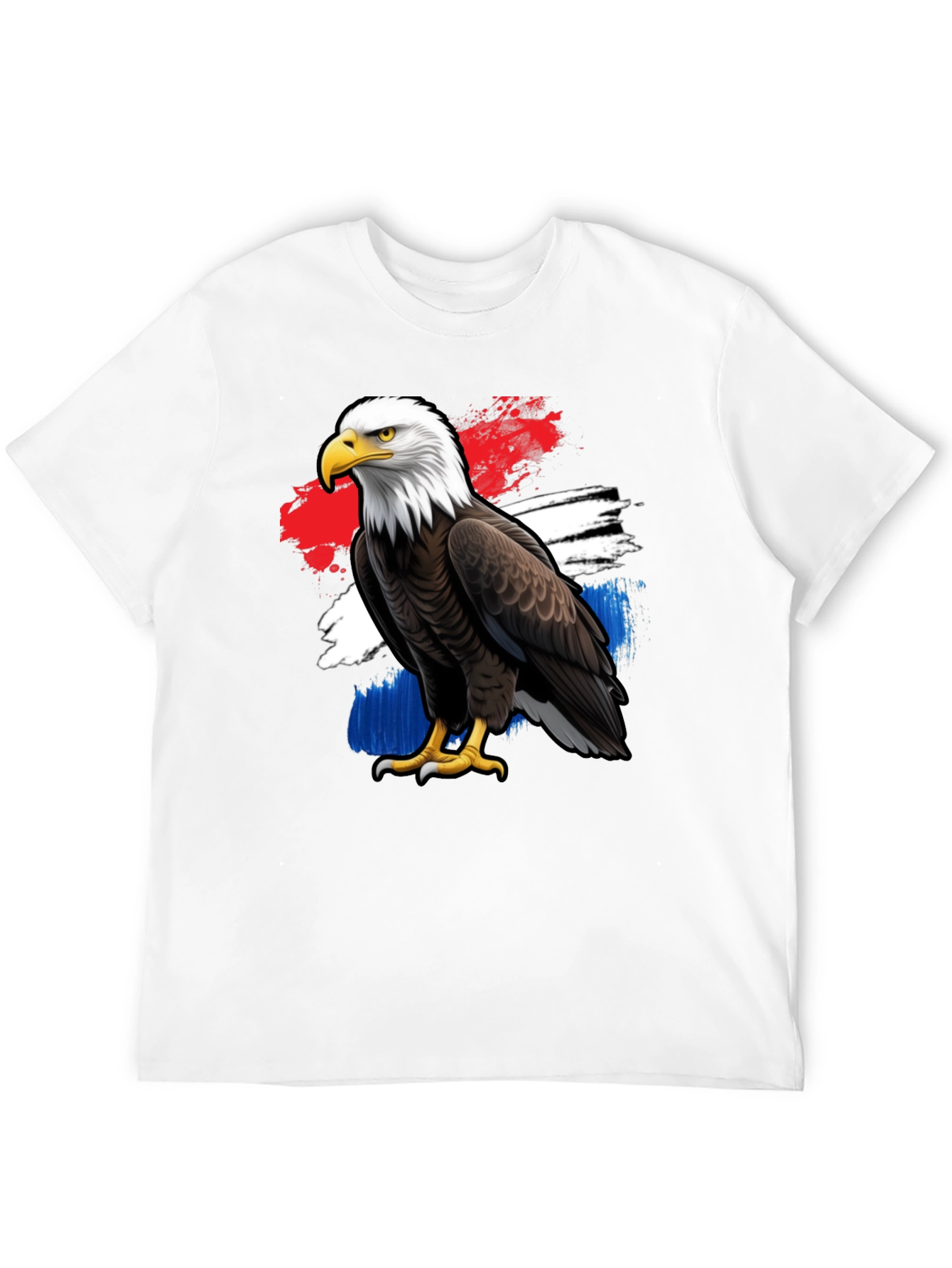 Patriotic Eagle Graphic Tee - Black Crew Neck T-Shirt