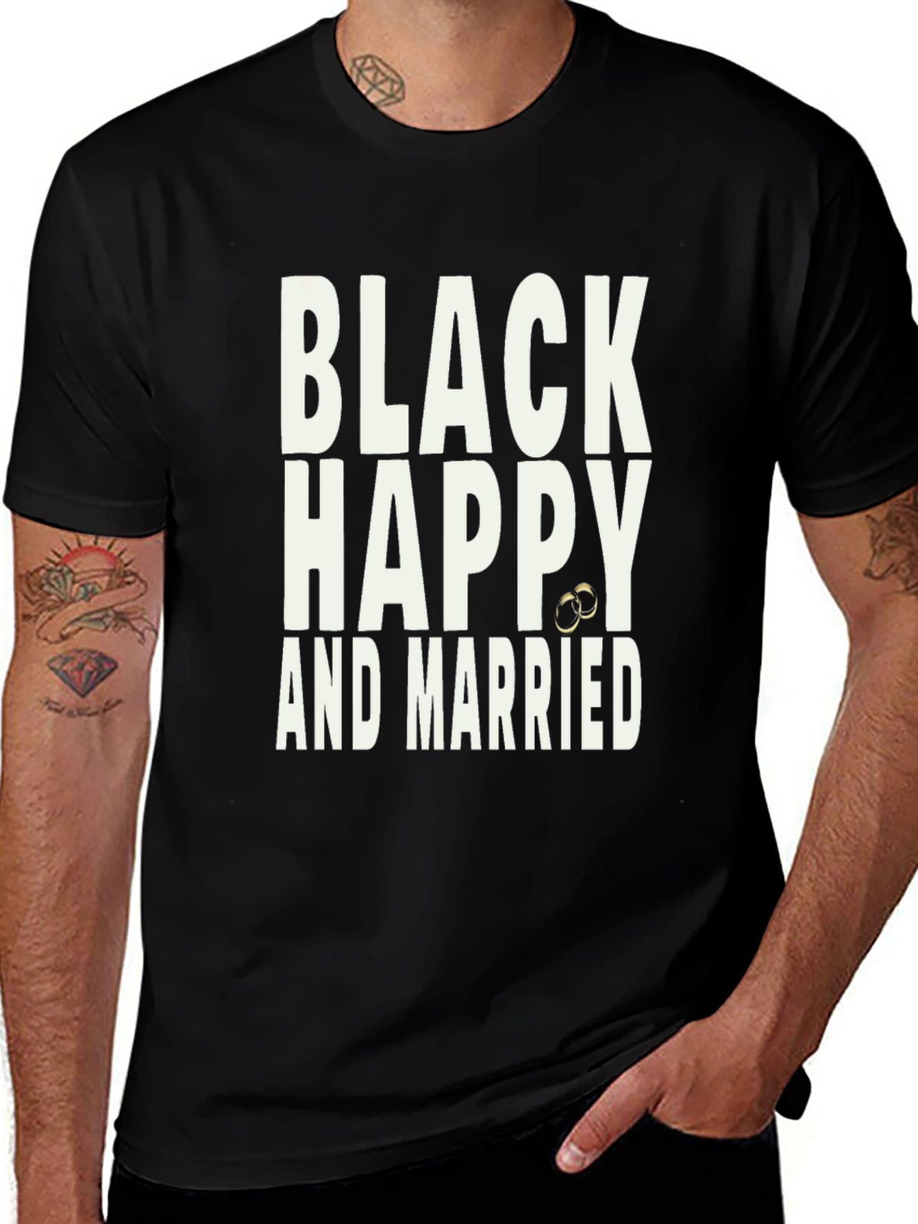 Black Happy and Married T-Shirt