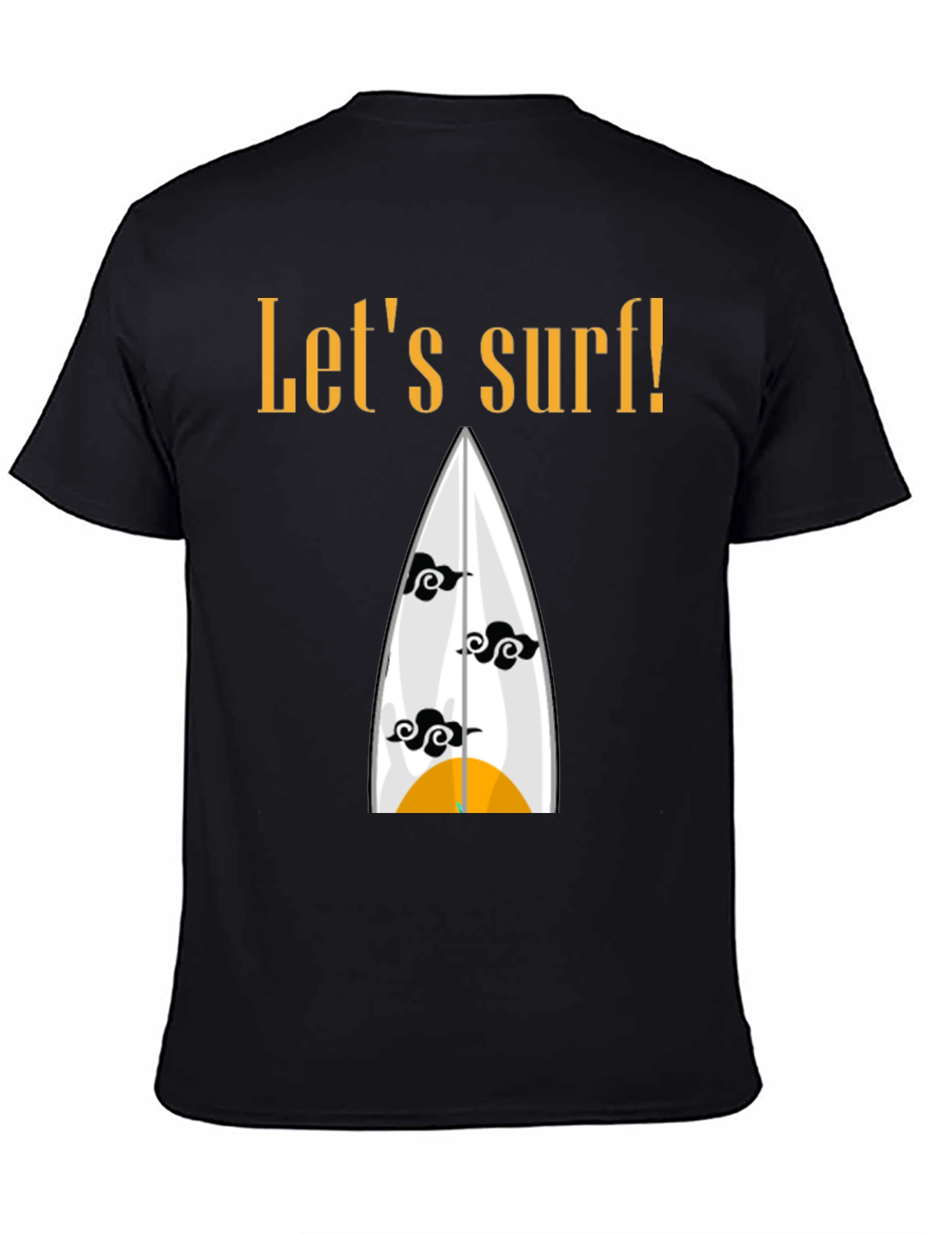 Lets Surf Graphic Tee - Black Cotton Shirt