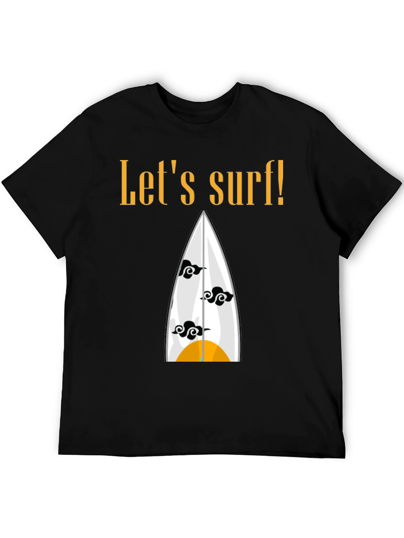 Lets Surf Graphic Tee - Black Cotton Shirt