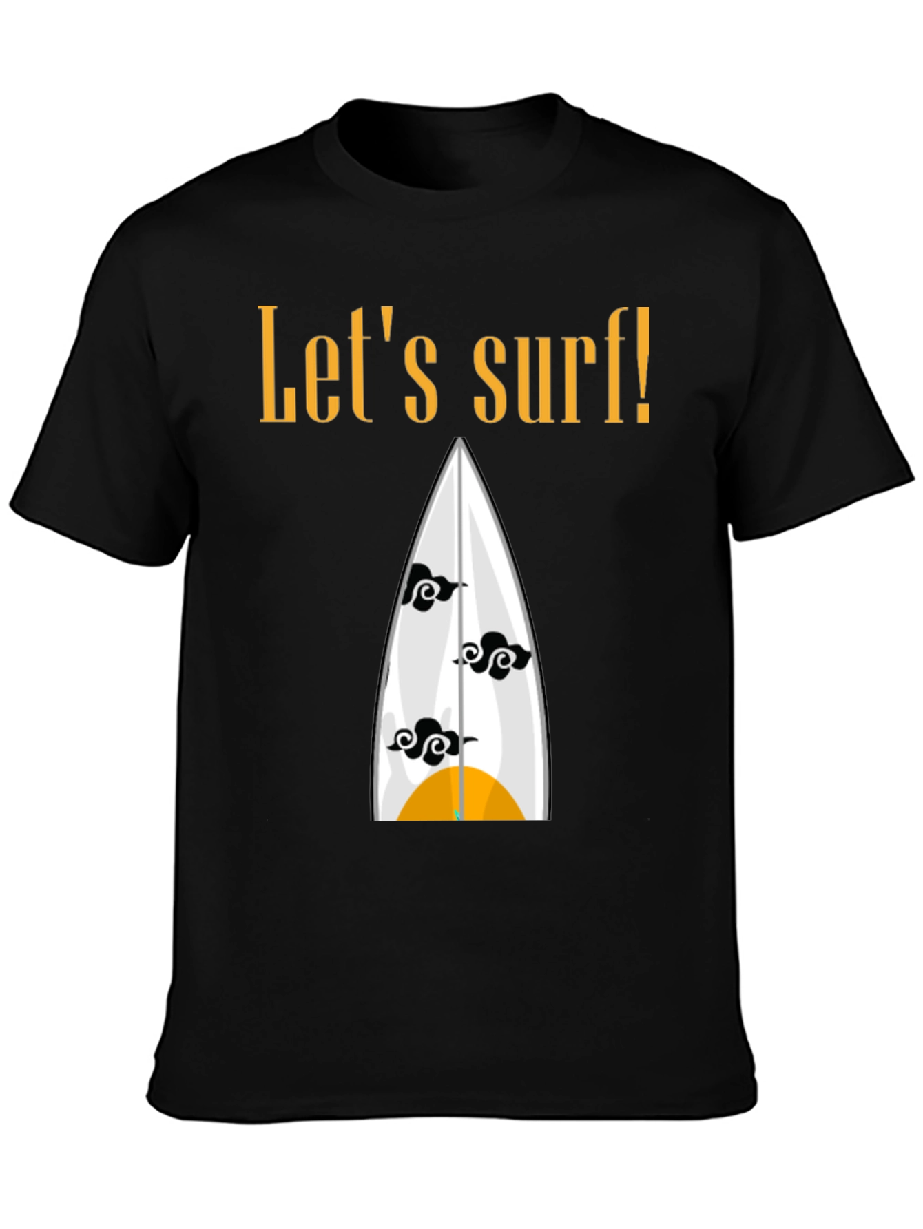 Lets Surf Graphic Tee - Black Cotton Shirt