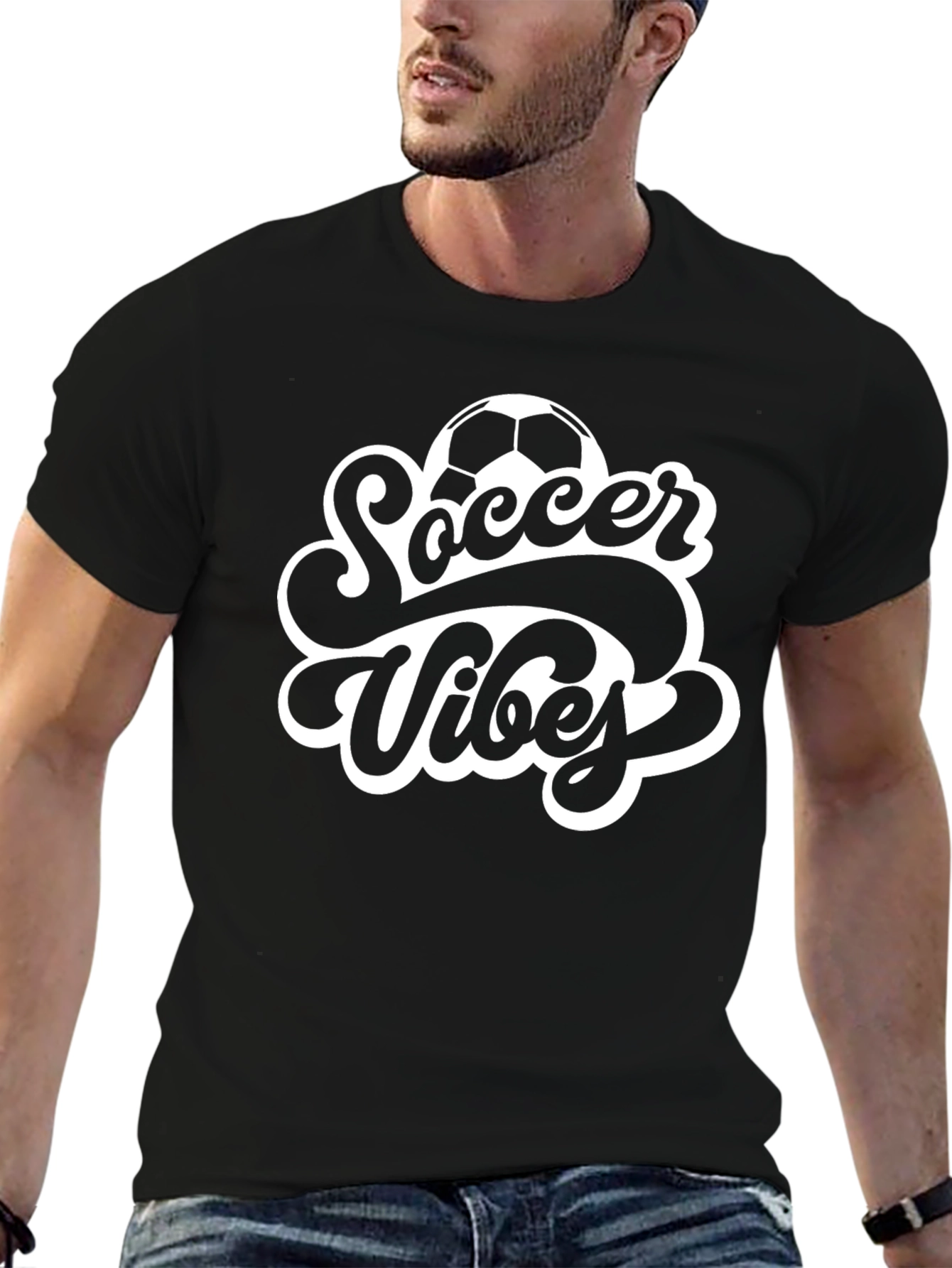 Soccer Vibes Graphic T-Shirt - Black