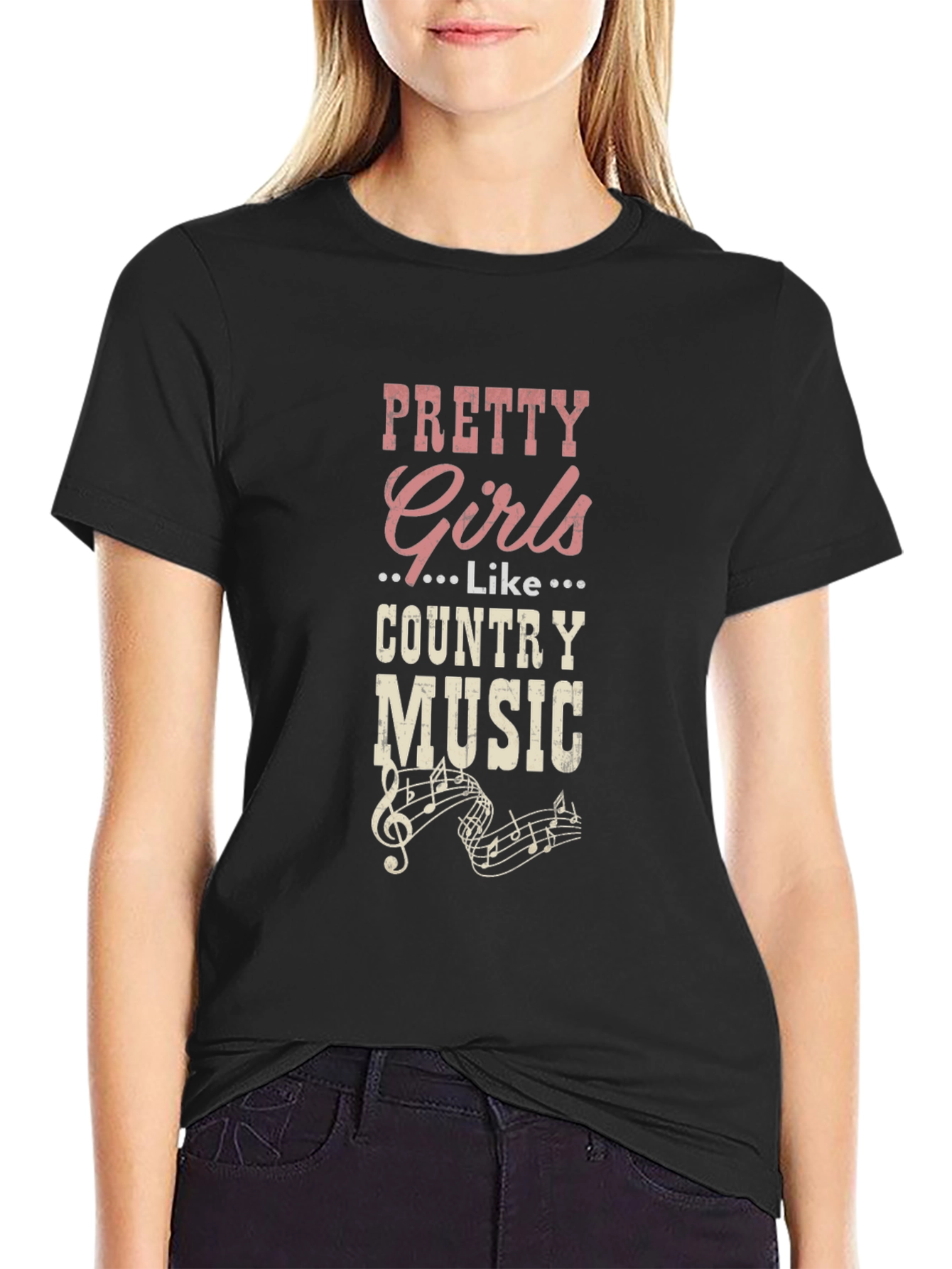 Pretty Girls Like Country Music Graphic T-Shirt