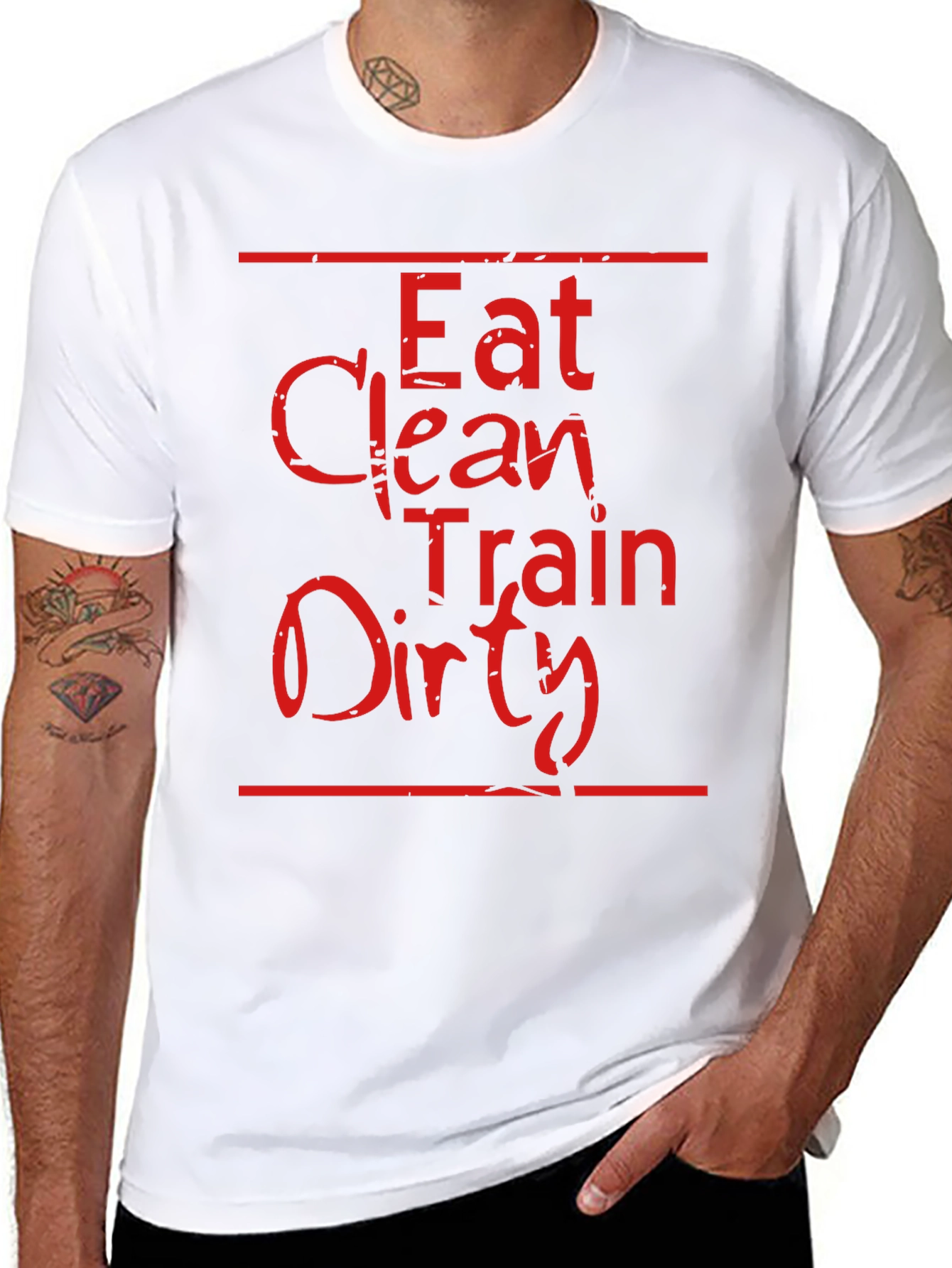 Eat Clean Train Dirty Graphic T-Shirt - Black