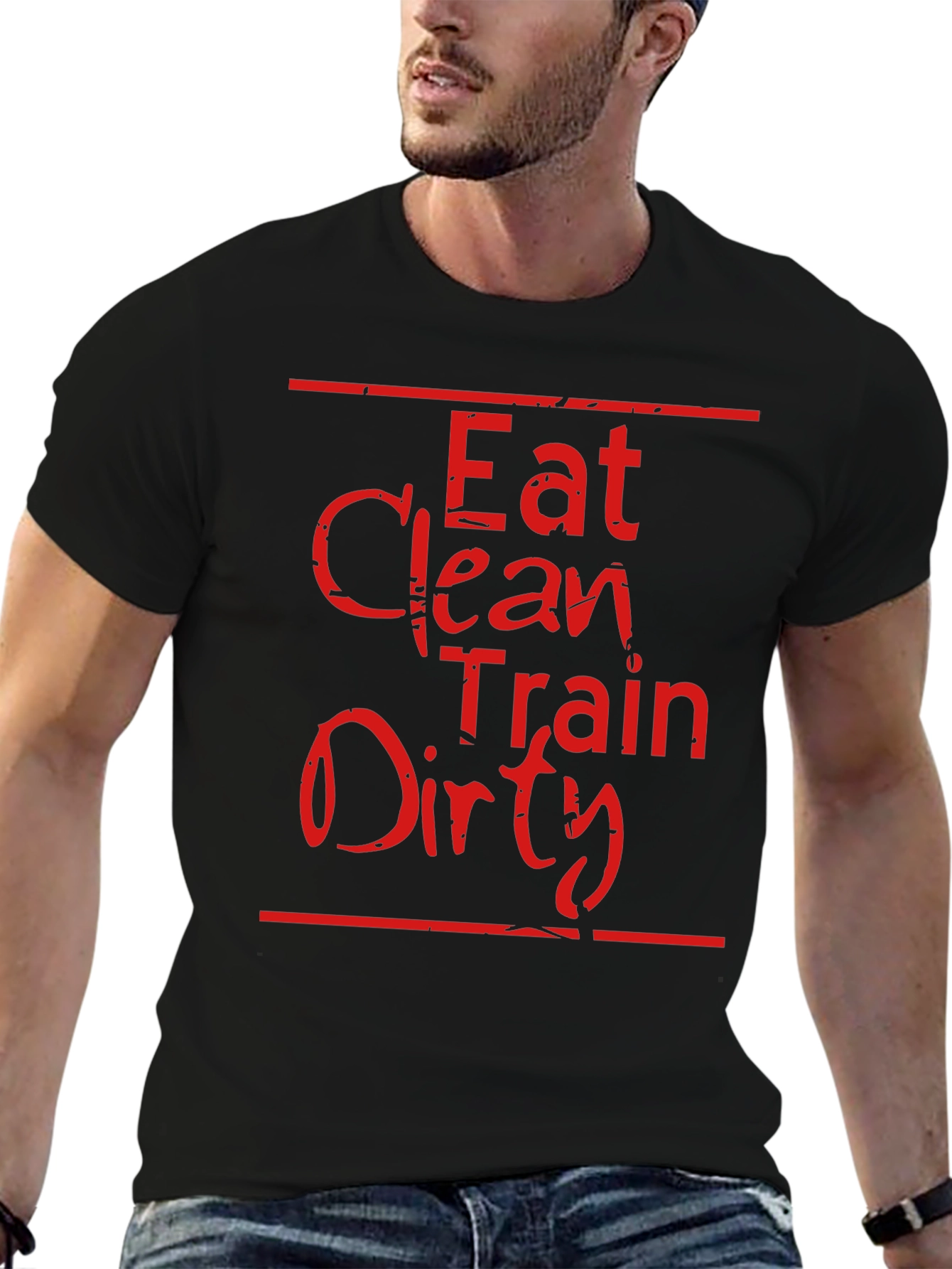 Eat Clean Train Dirty Graphic T-Shirt - Black