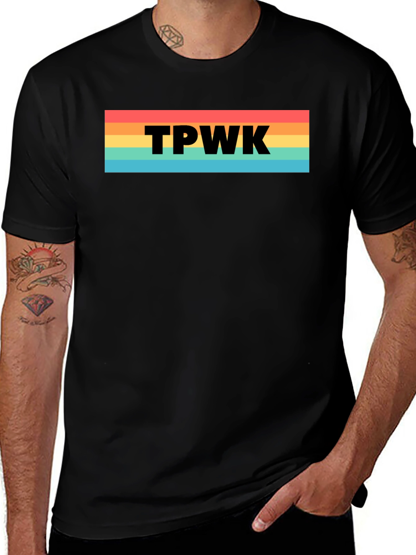 TPWK Rainbow Stripe T-Shirt - Trendy Casual Tee