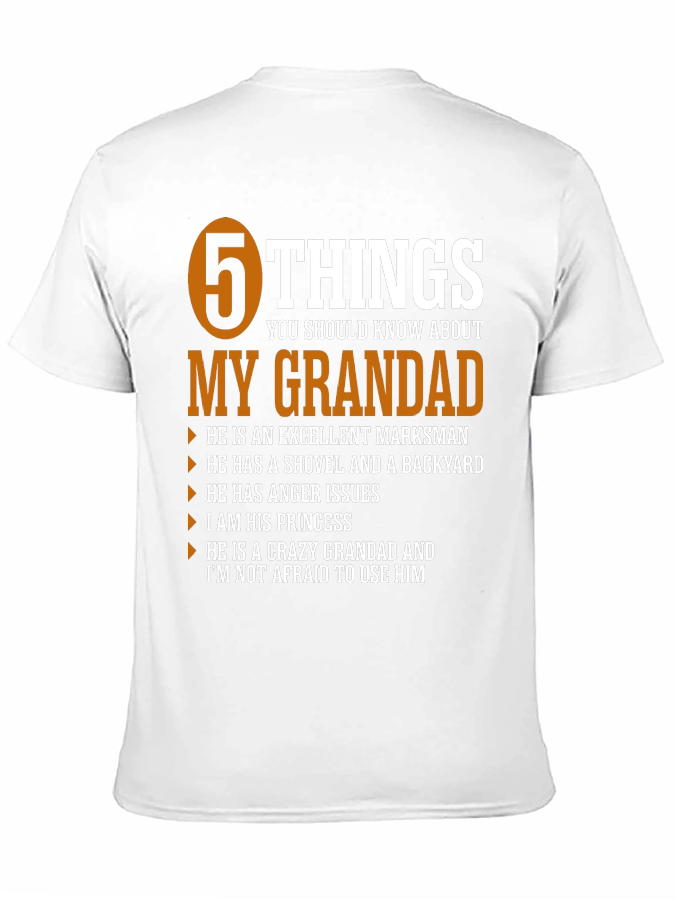 5 Things My Grandad T-Shirt - Novelty Graphic Tee