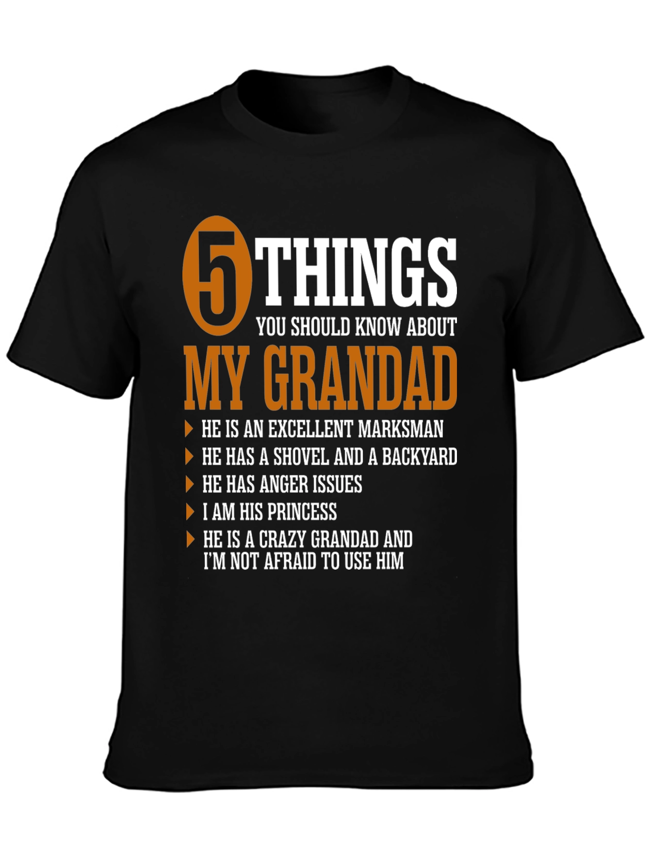 5 Things My Grandad T-Shirt - Novelty Graphic Tee